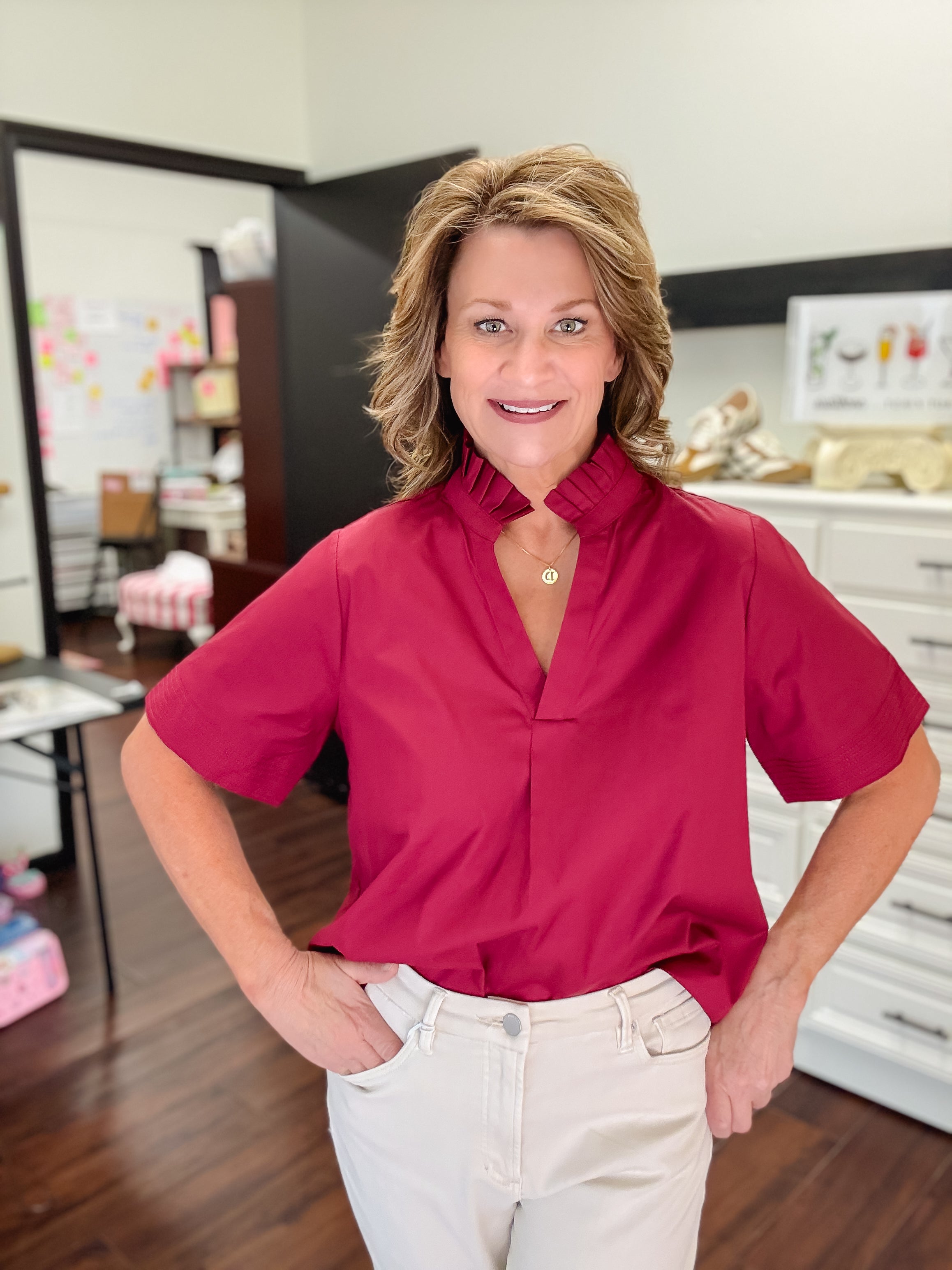 Classic Style Top-Burgundy