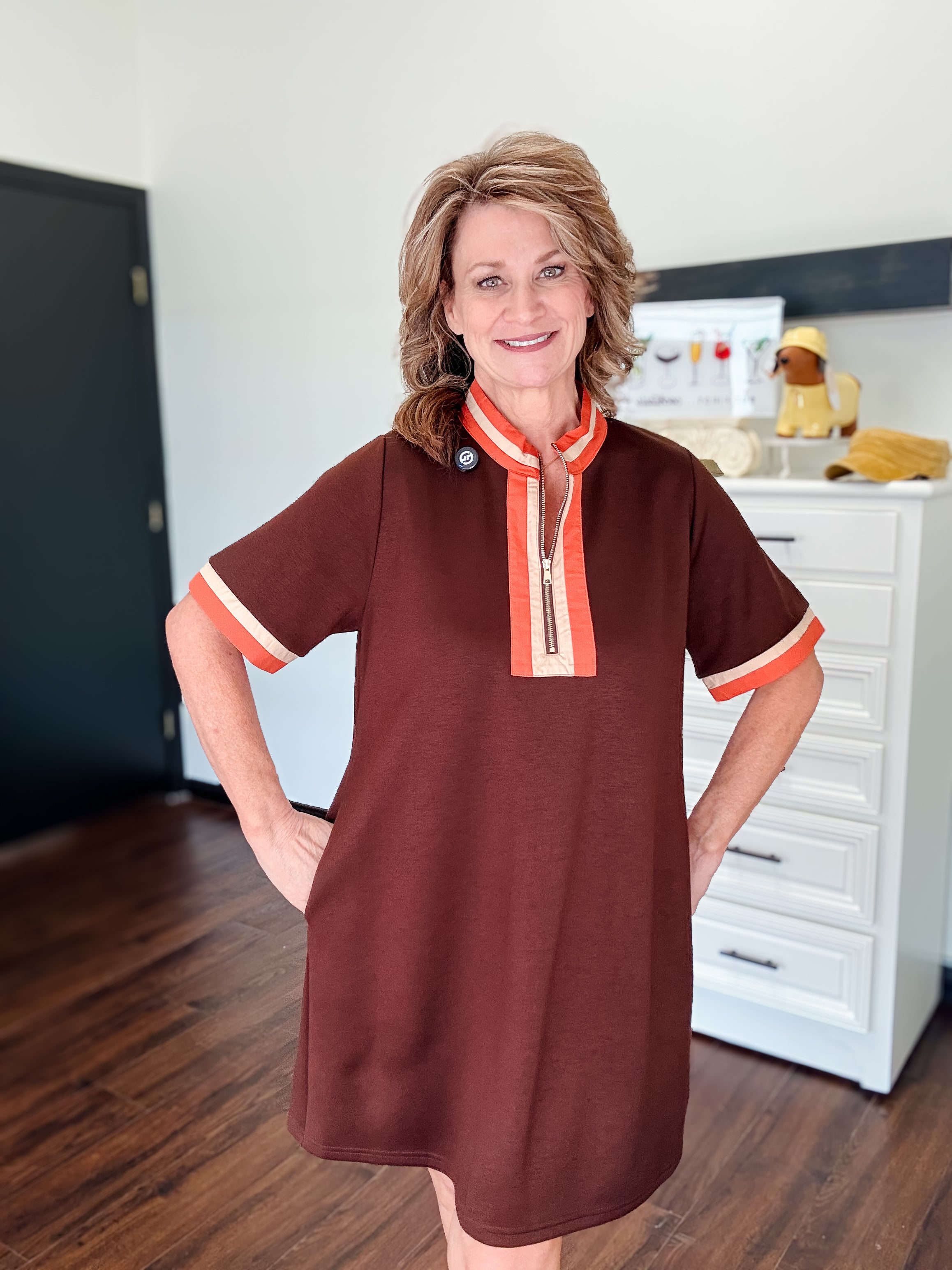 Cocoa Crush Zip-Up Dress - Brown