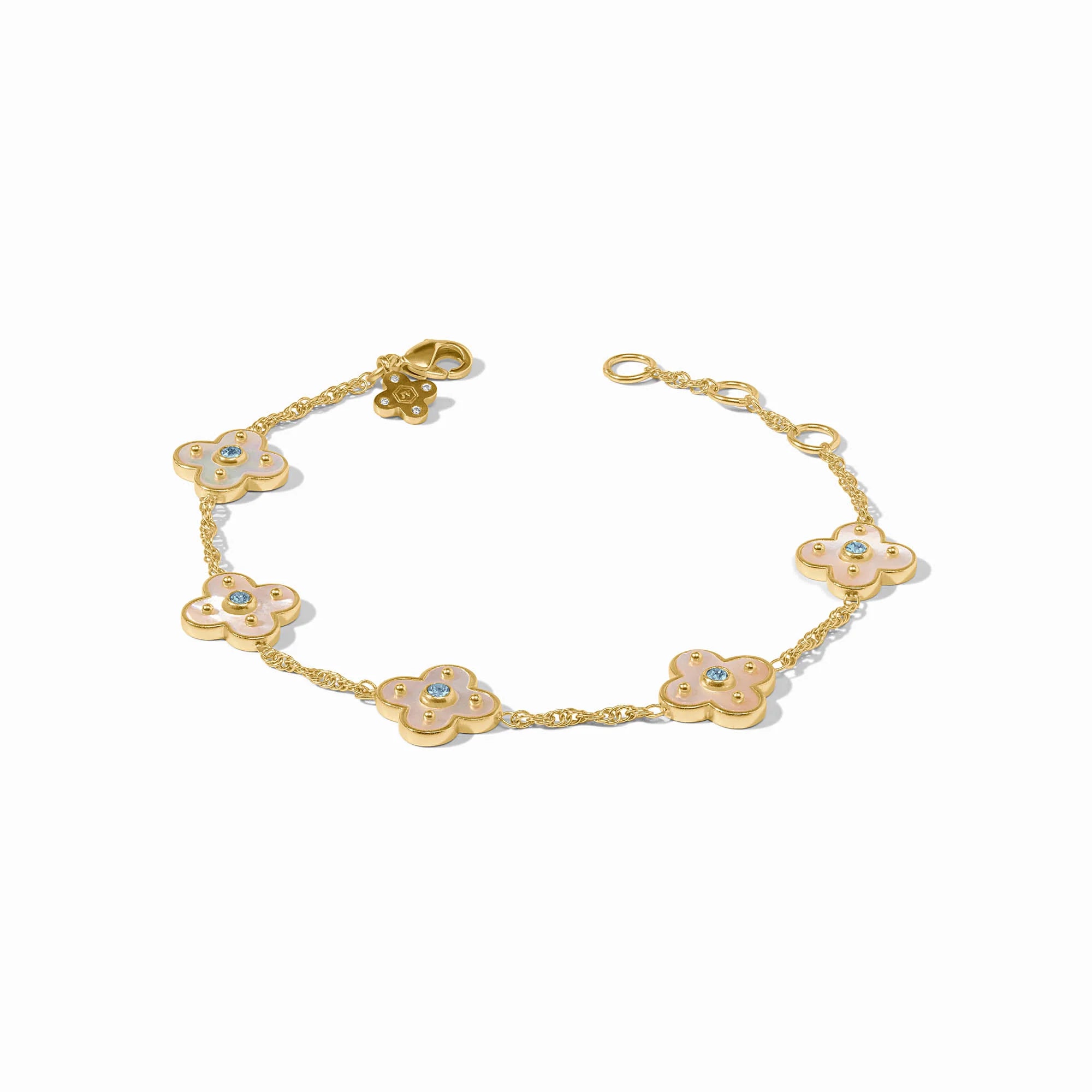 [Julie Vos] Colette Delicate Bracelet-Gold-Chalcedony Blue
