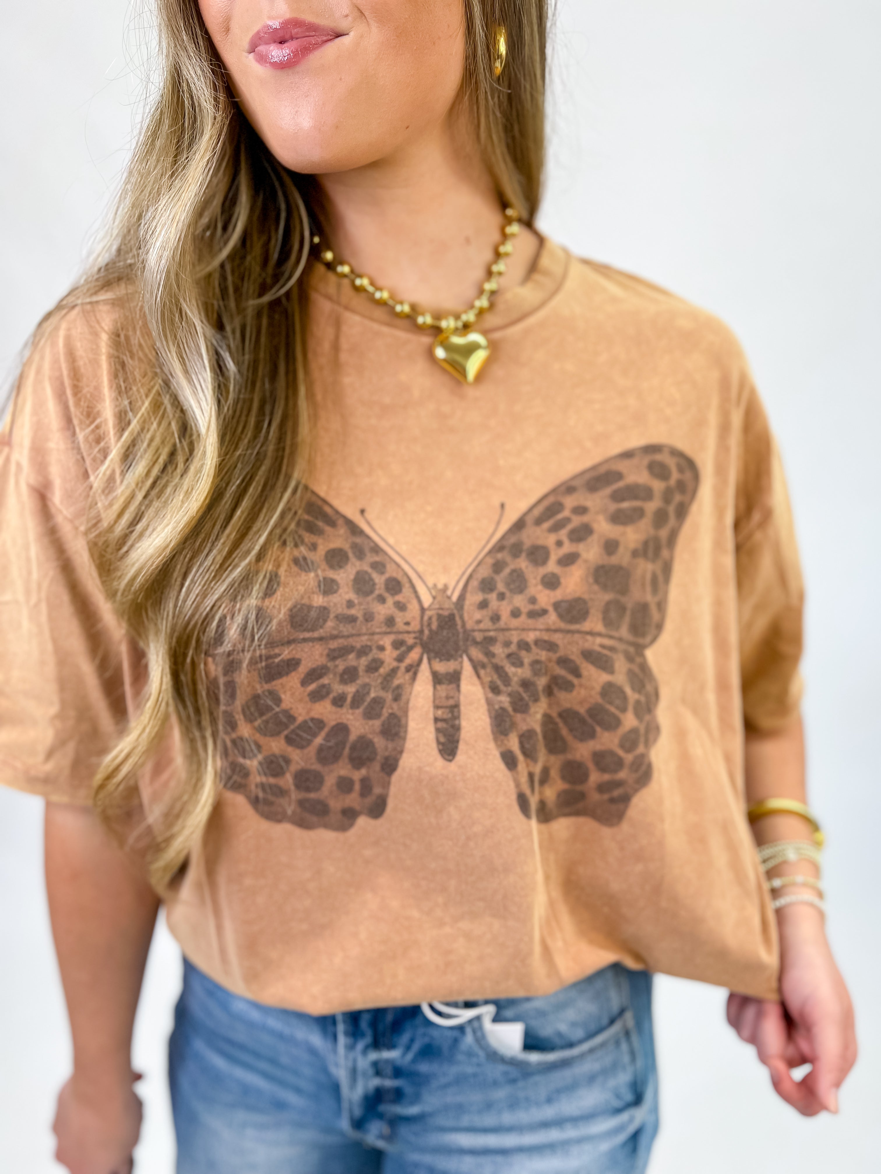 Fluttering Butterfly Tee-Chai Latte