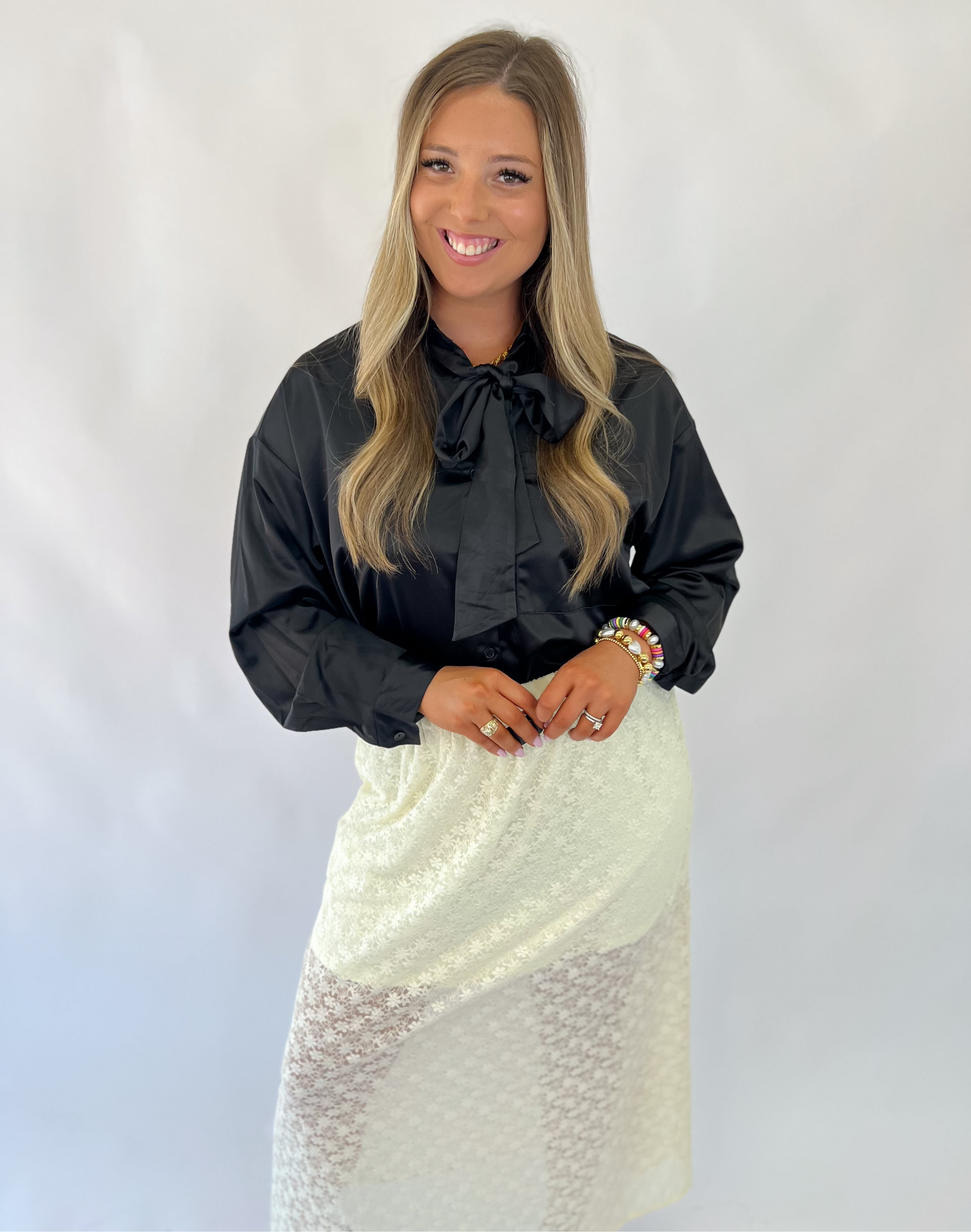 The Bellamy Bow-Tie Blouse - Black