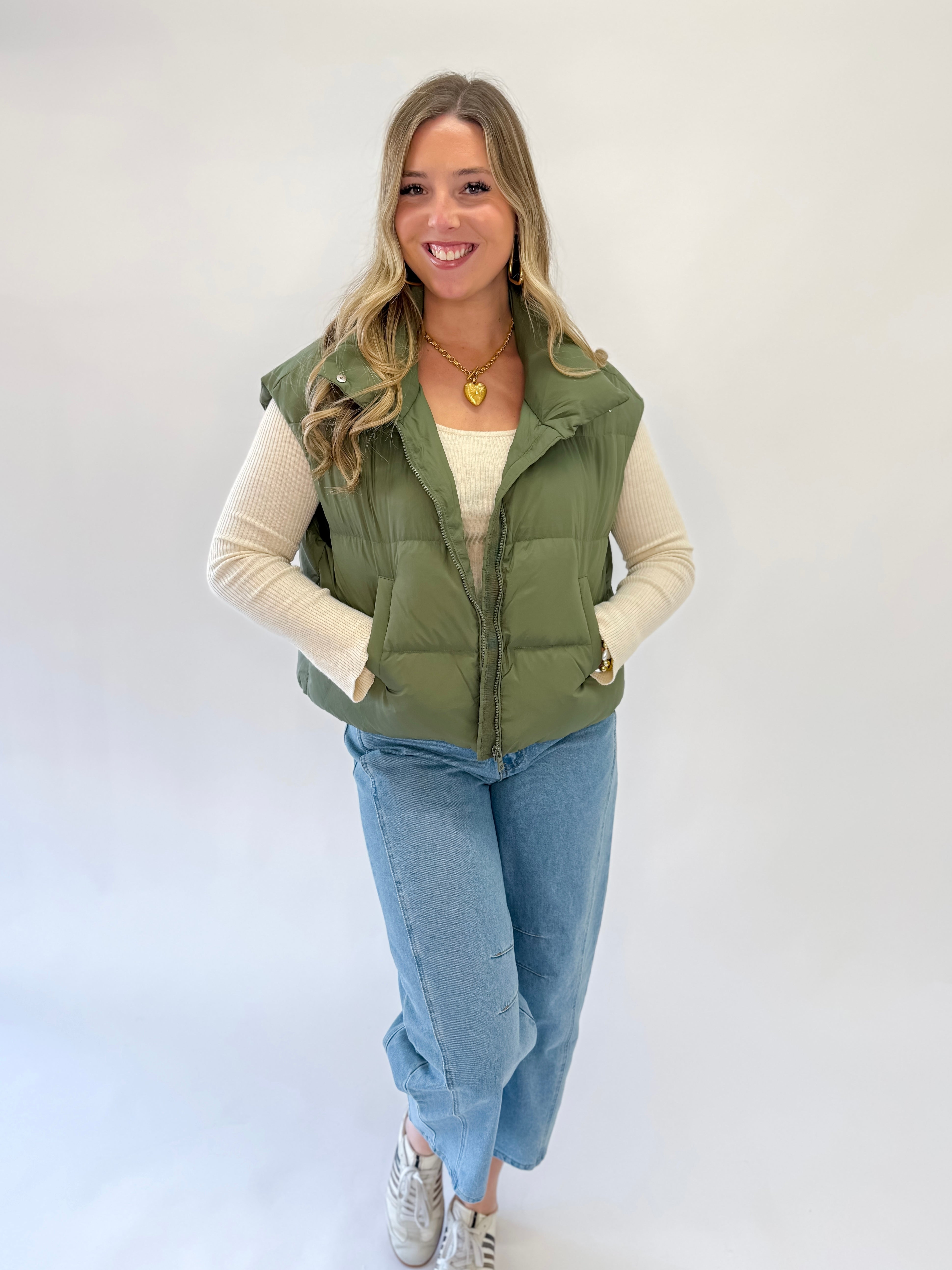 Jana Chunky Down Vest - Olive