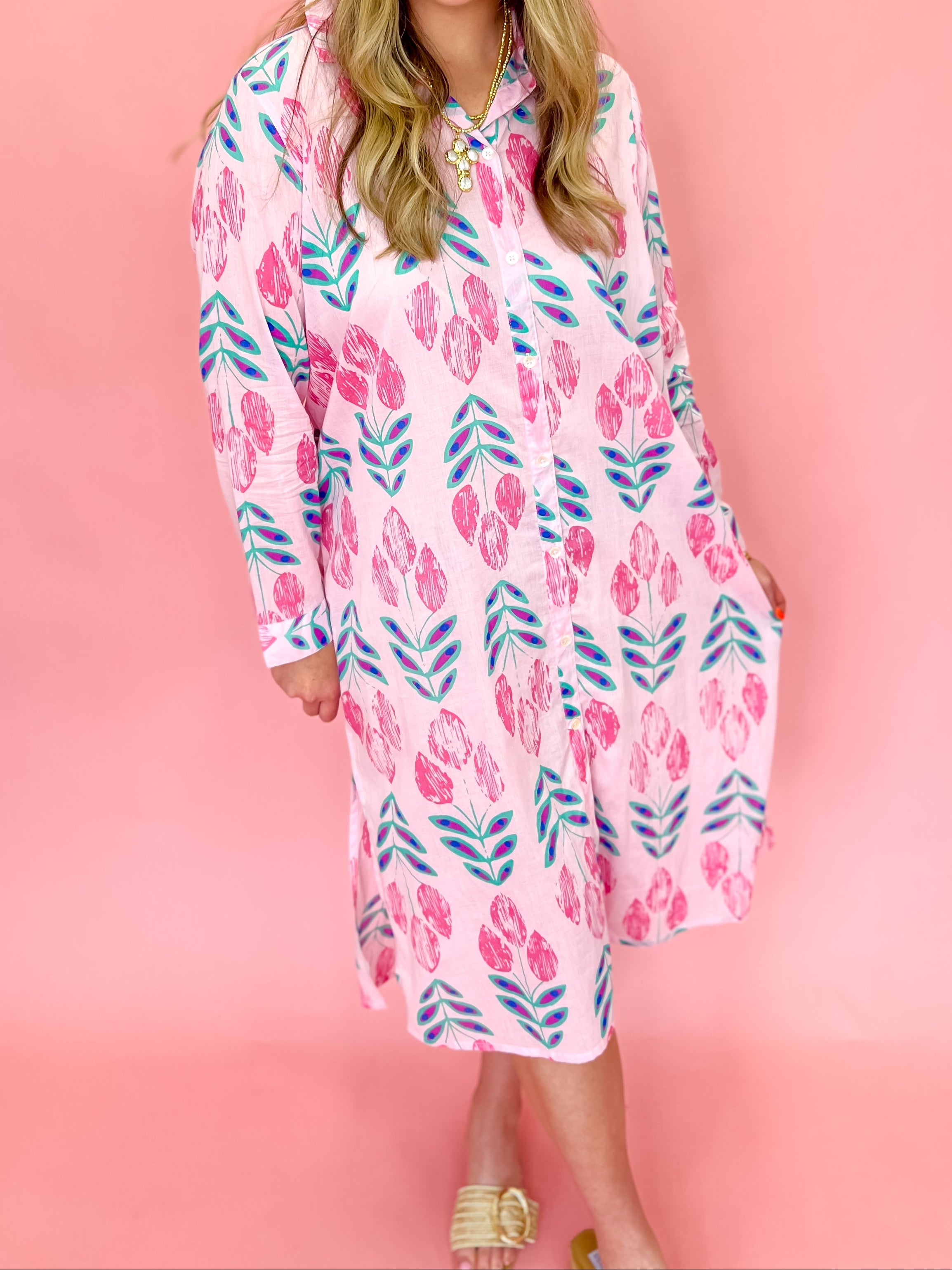 Sherri Caftan Dress- Pink