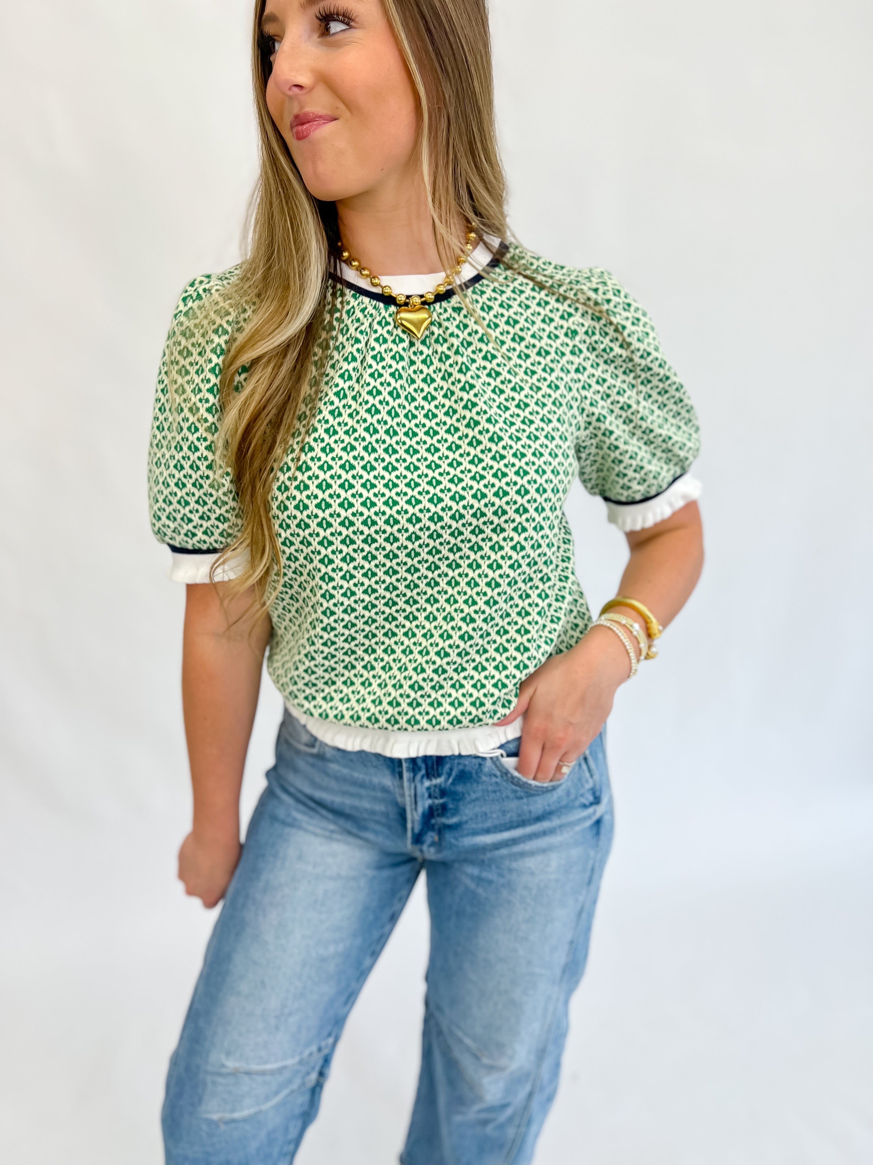 Pretty Posh Knit Top-Green