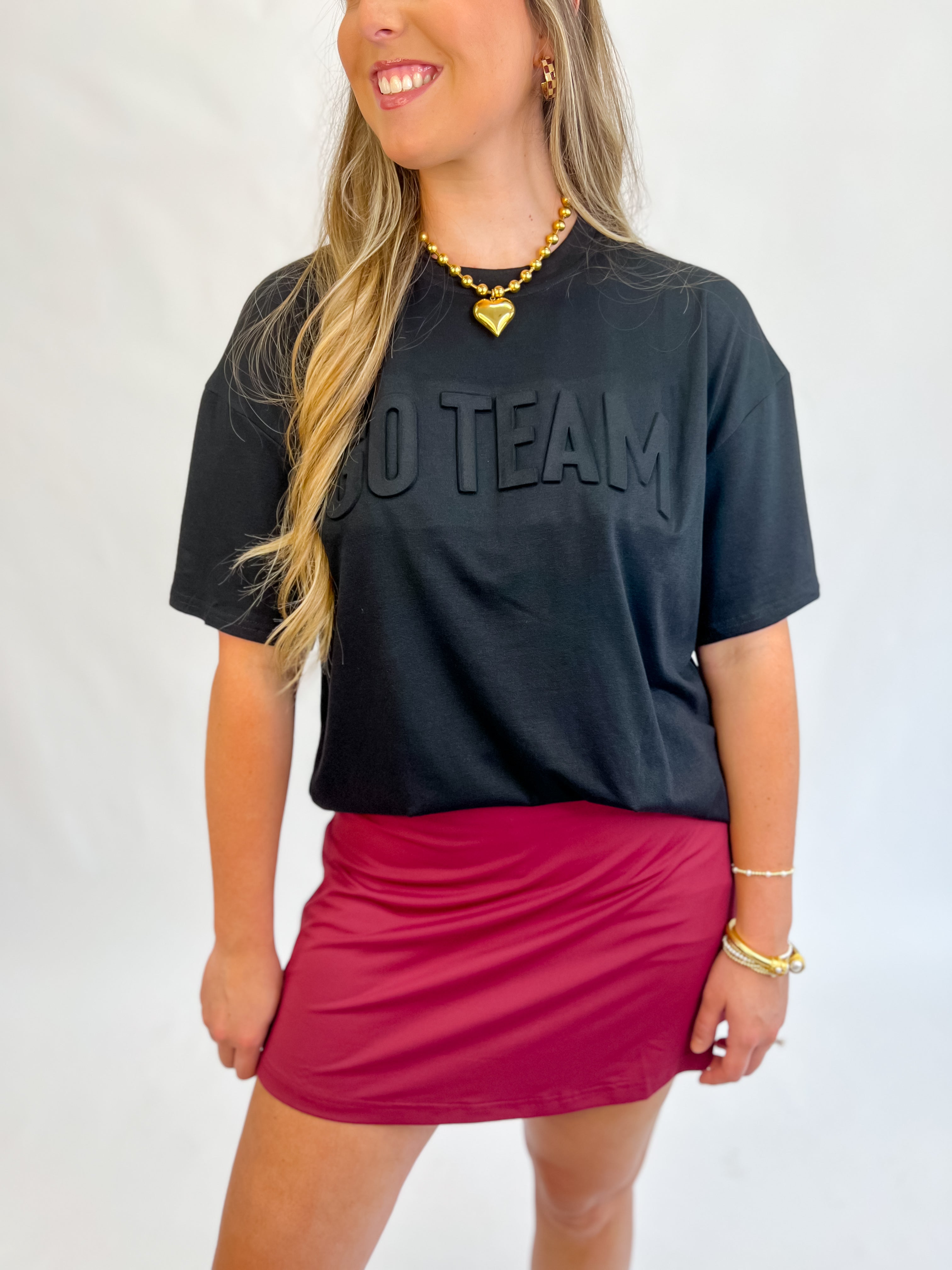 [Jess Lea] Embossed Go Team Tee-Black