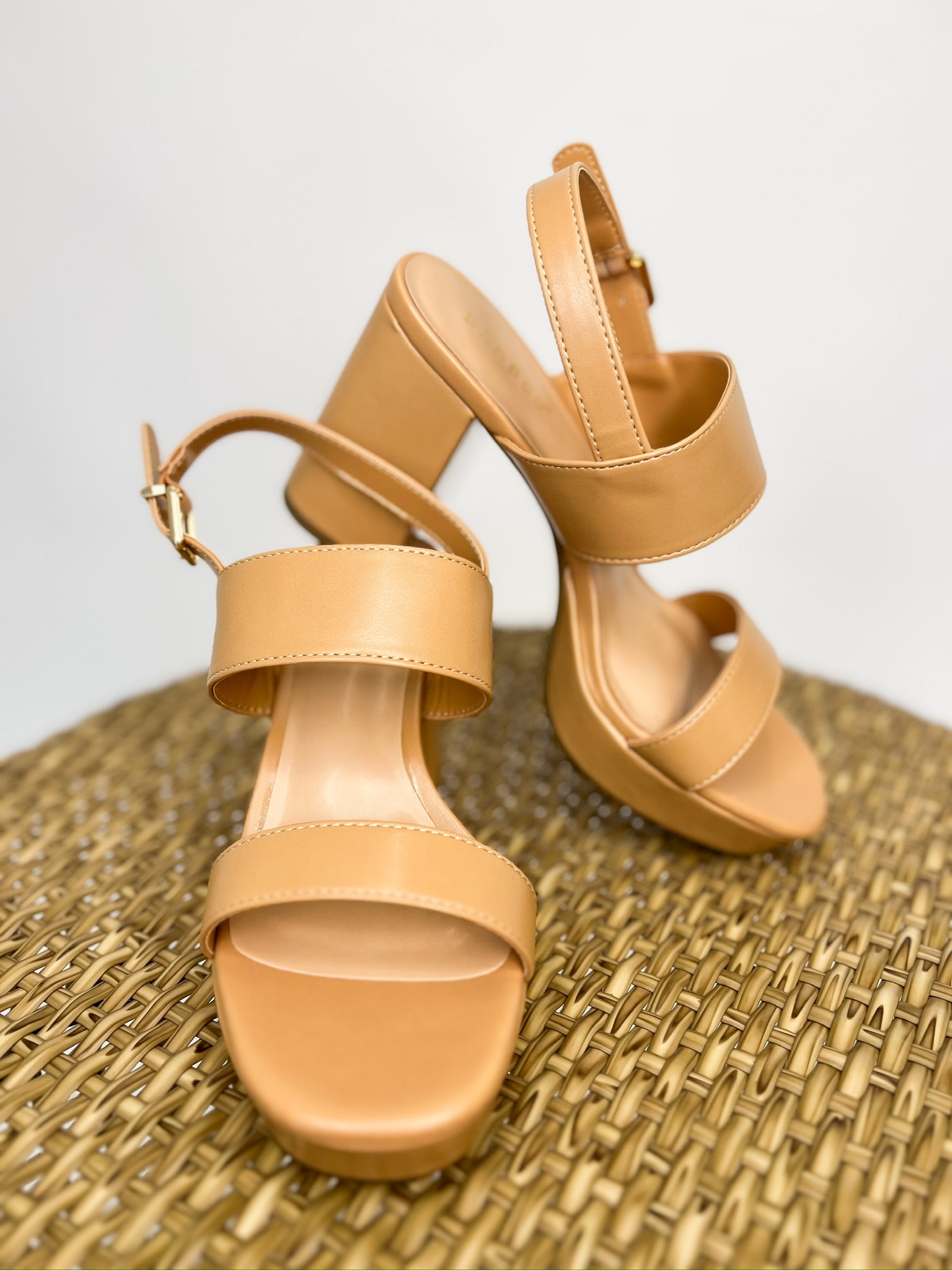 2 Band Platform Heel - Natural