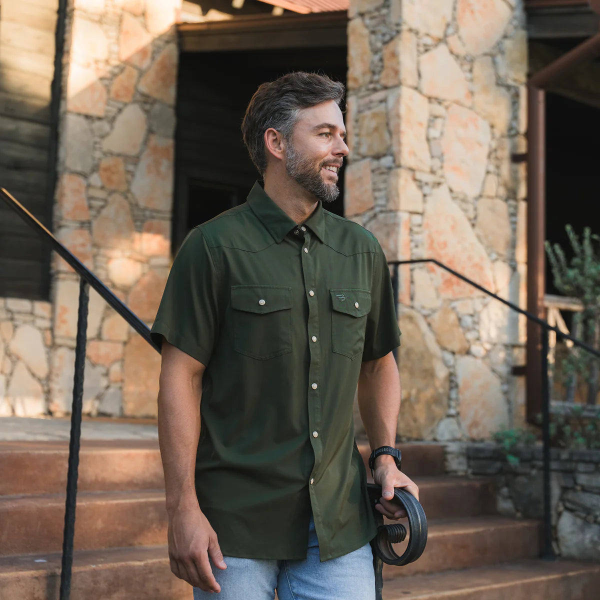 [Burlebo]Performance Western Shirt - Mallard Green