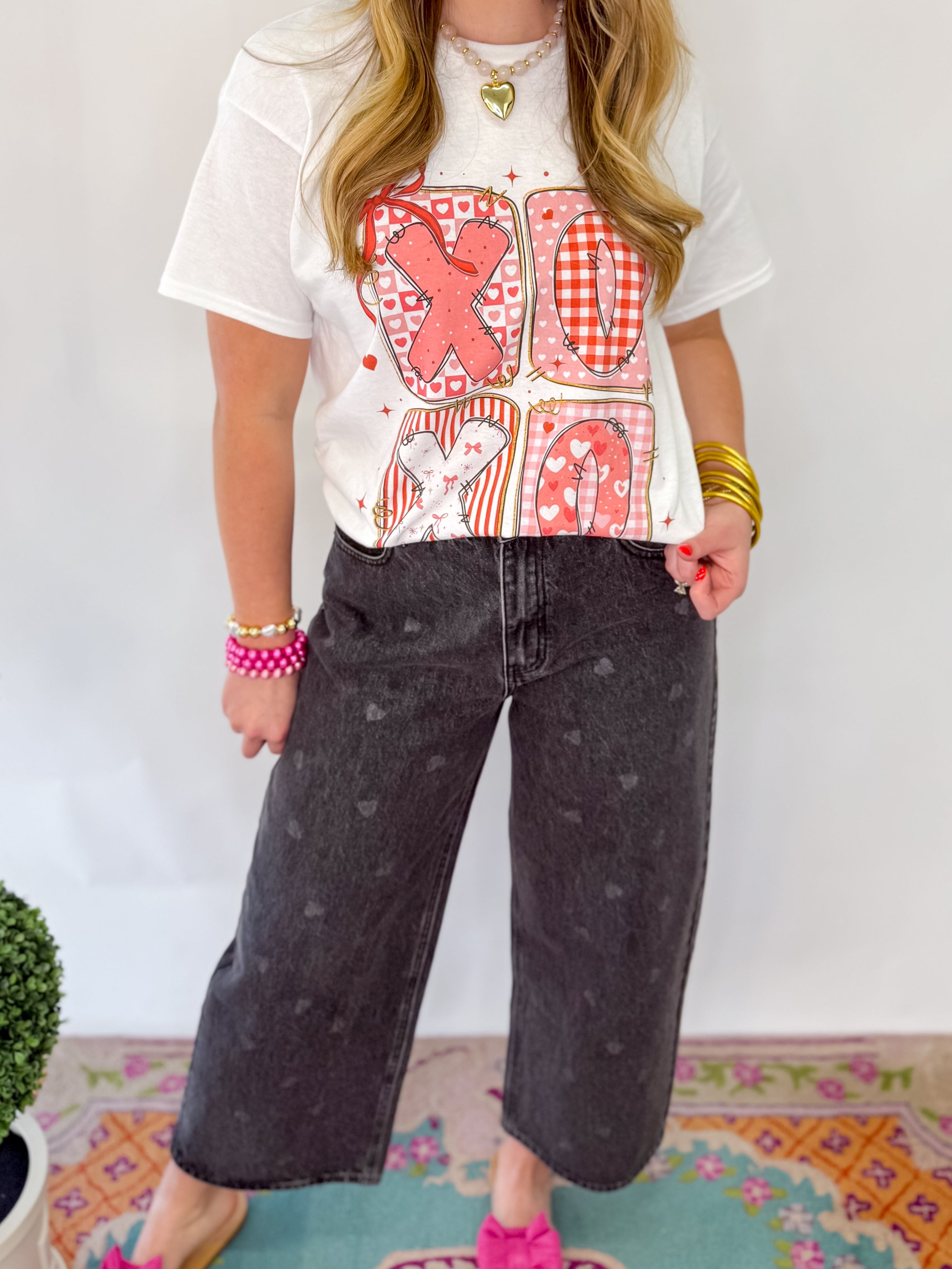 Preppy XoXo Valentine Doodle T-Shirt - White