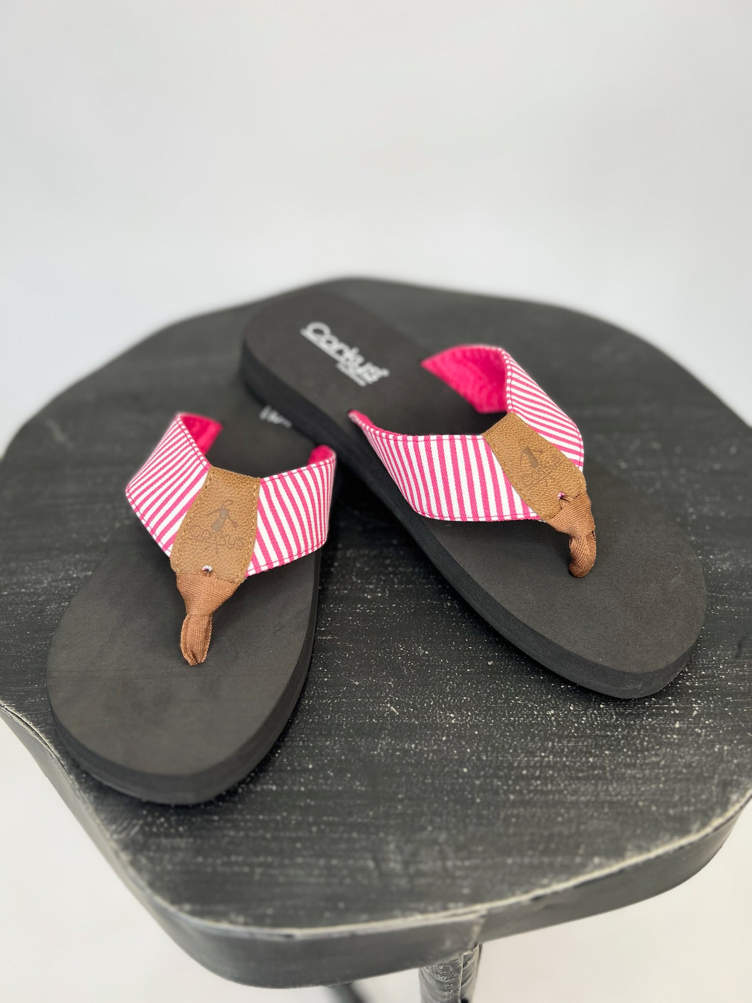 [Corky's] Summer Break-Pink White Stripe