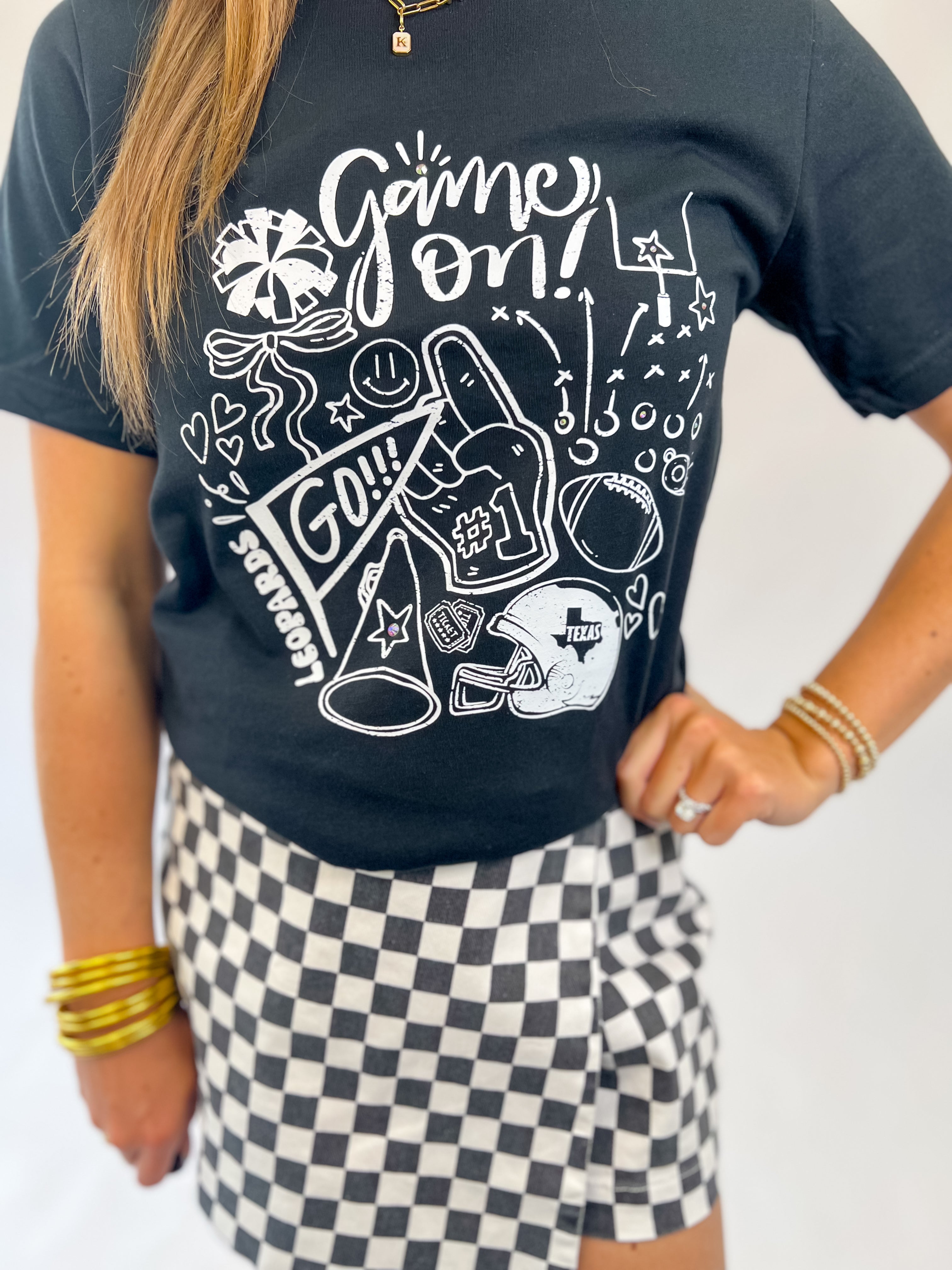 Leopard Mascot Football Tee-Black