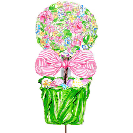 Floral Topiary with Pink Bow and Eggs Posh Die-Cut Placemats