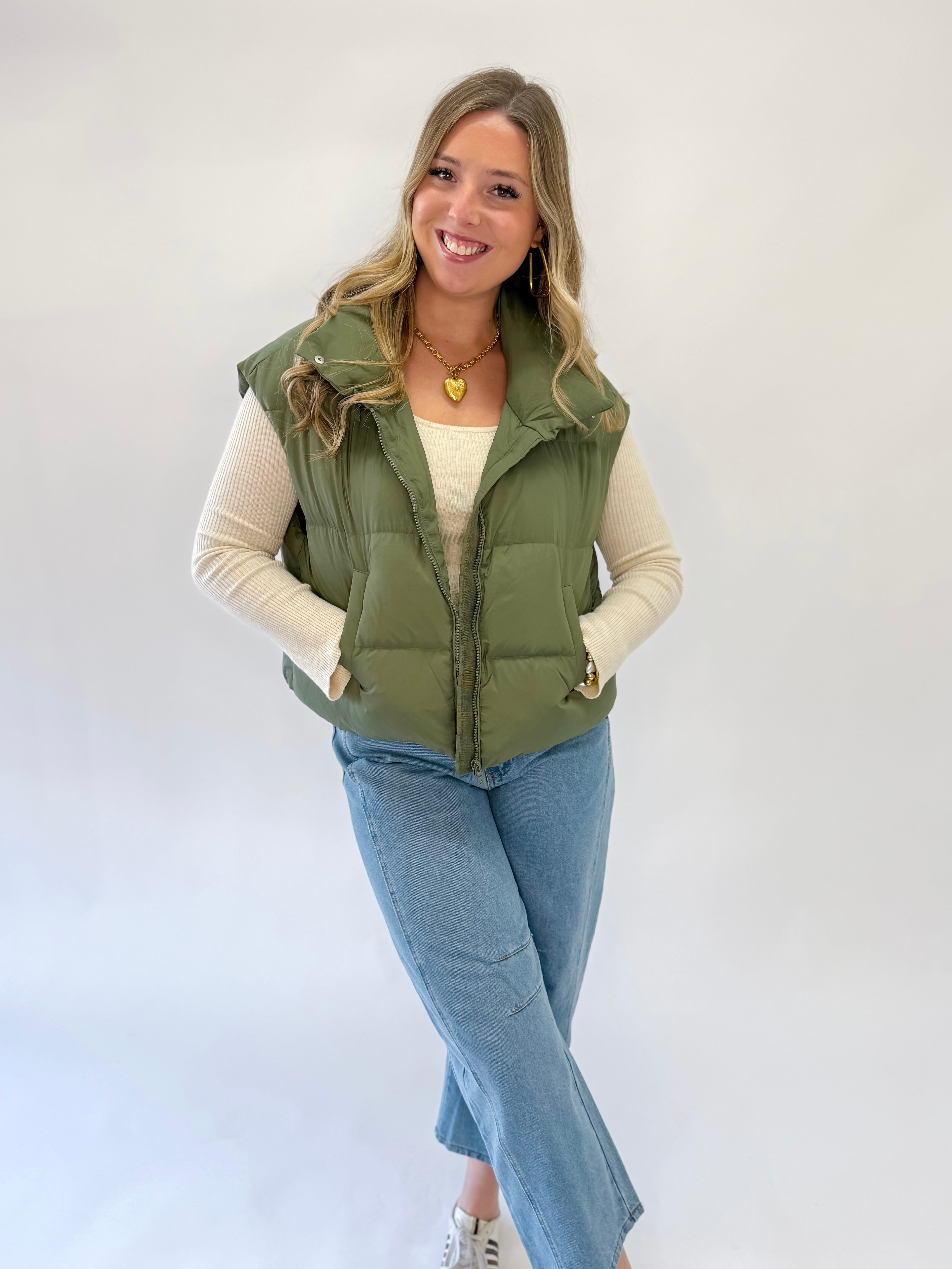Jana Chunky Down Vest - Olive