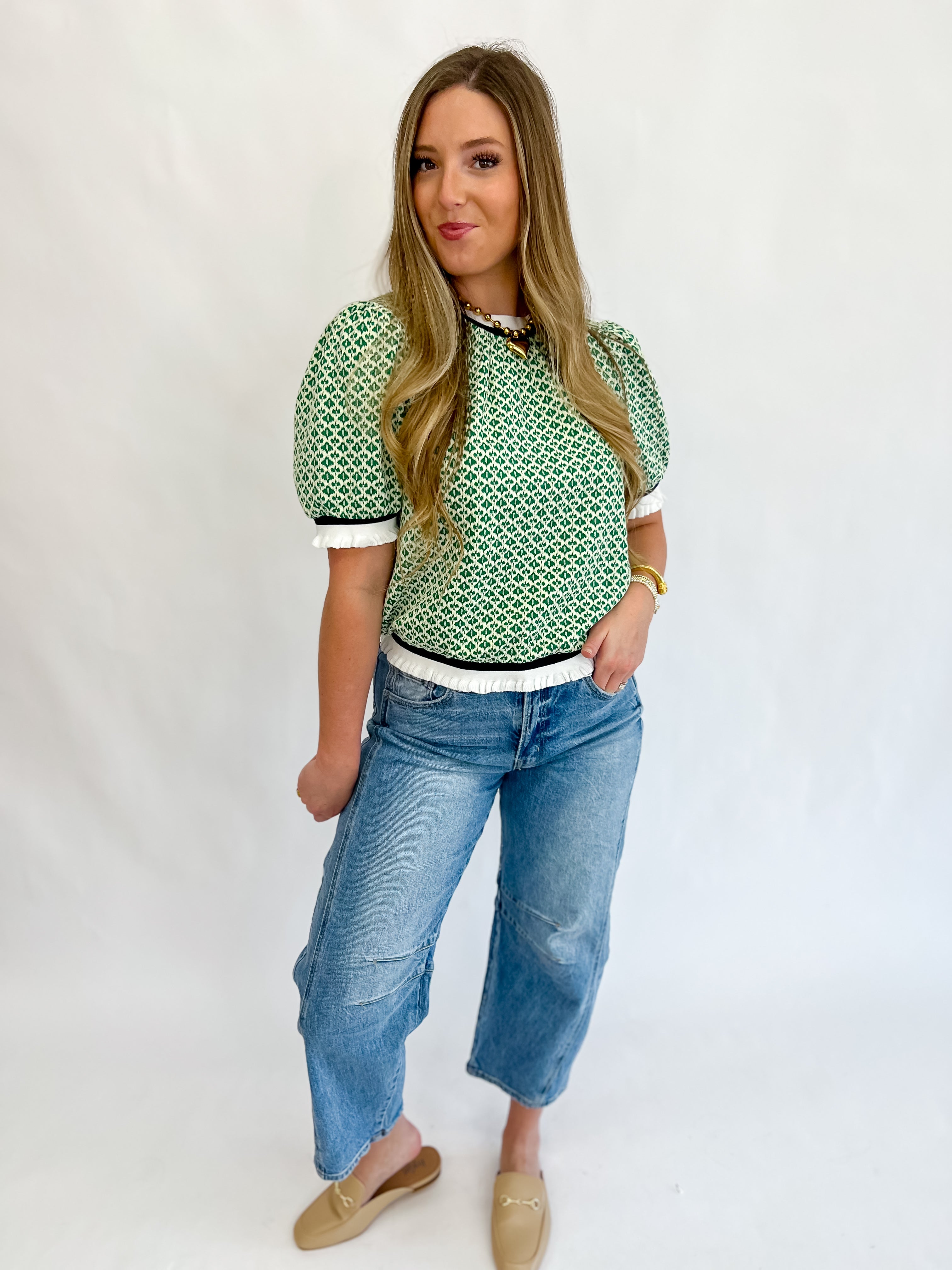 Pretty Posh Knit Top-Green