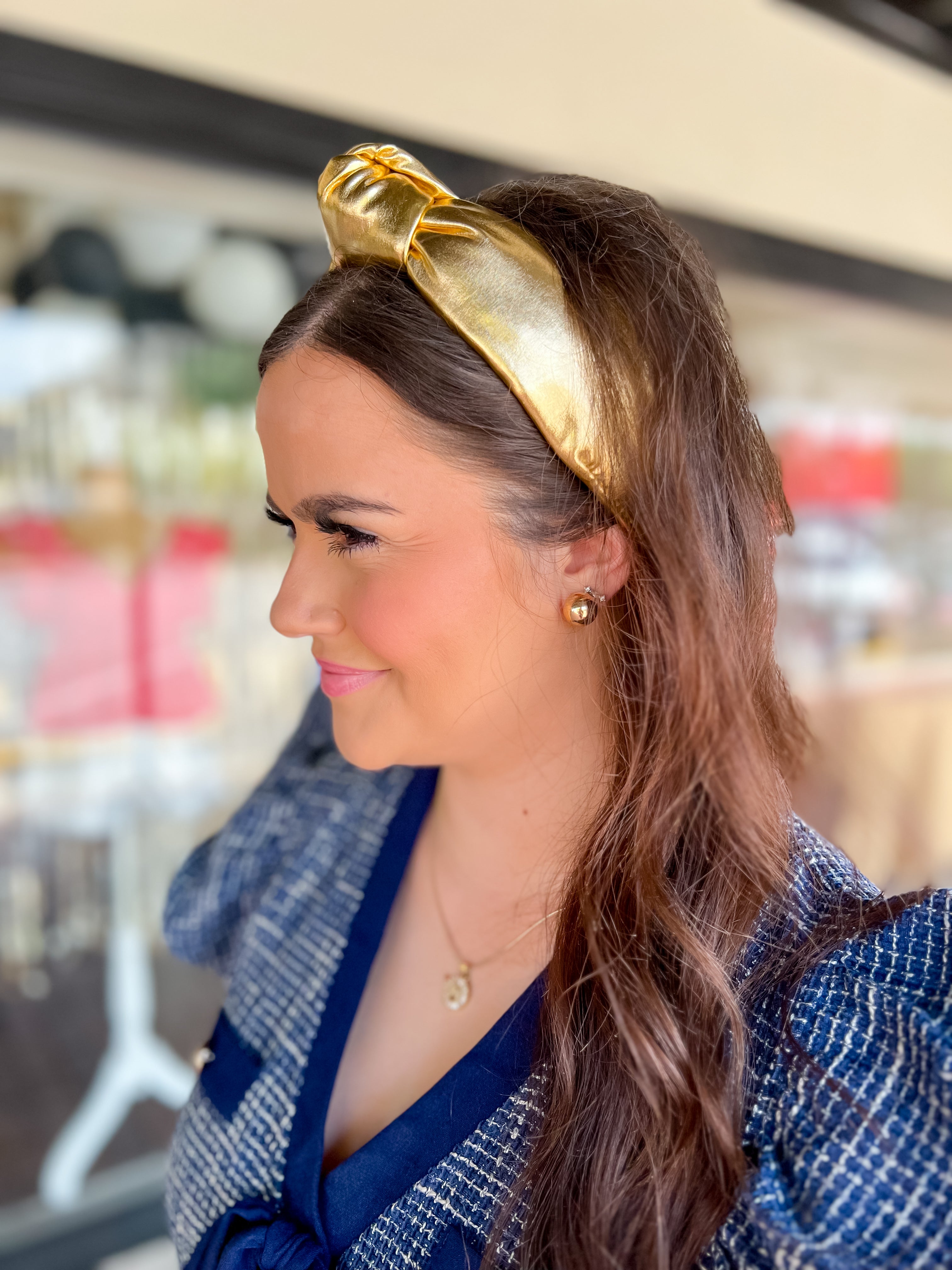 [Brianna Cannon] Gold Puff Knotted Headband-Gold