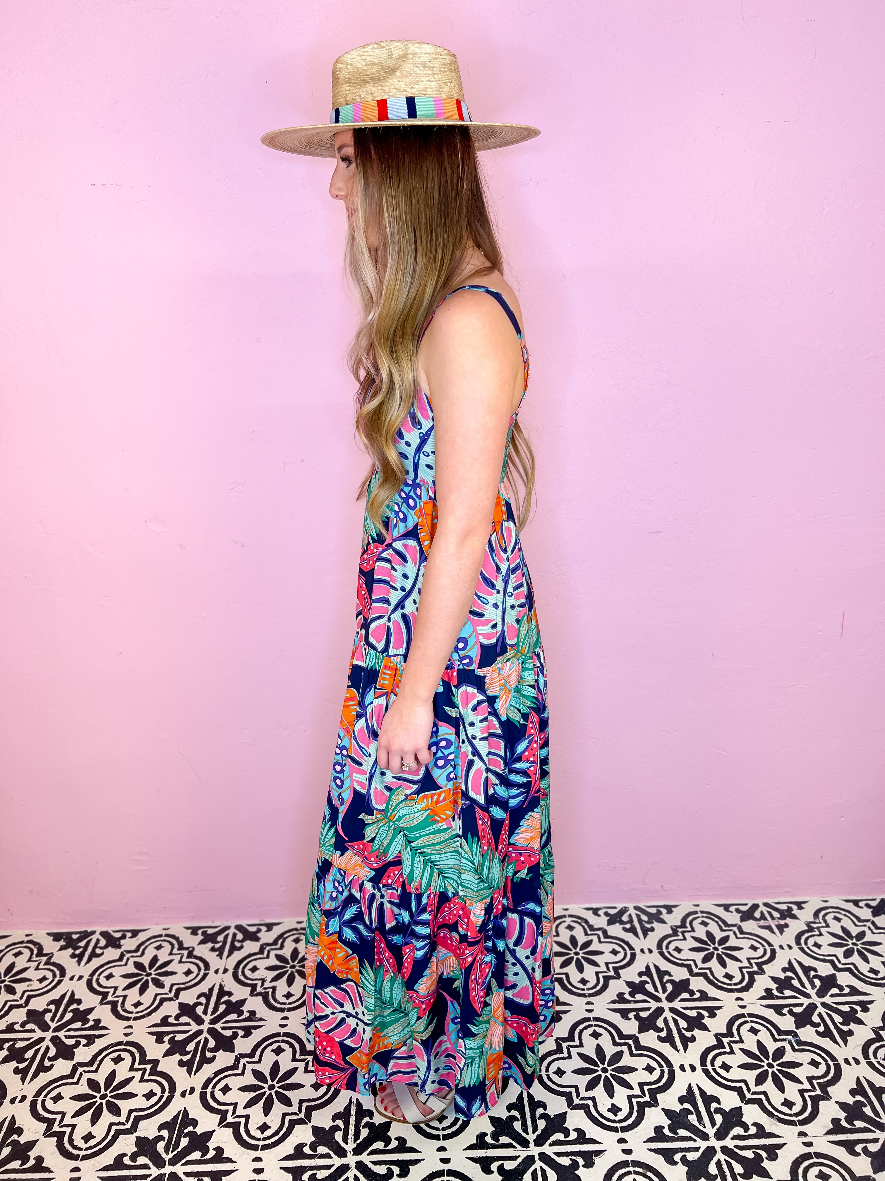 Tropical Summer Tiered Maxi Dress