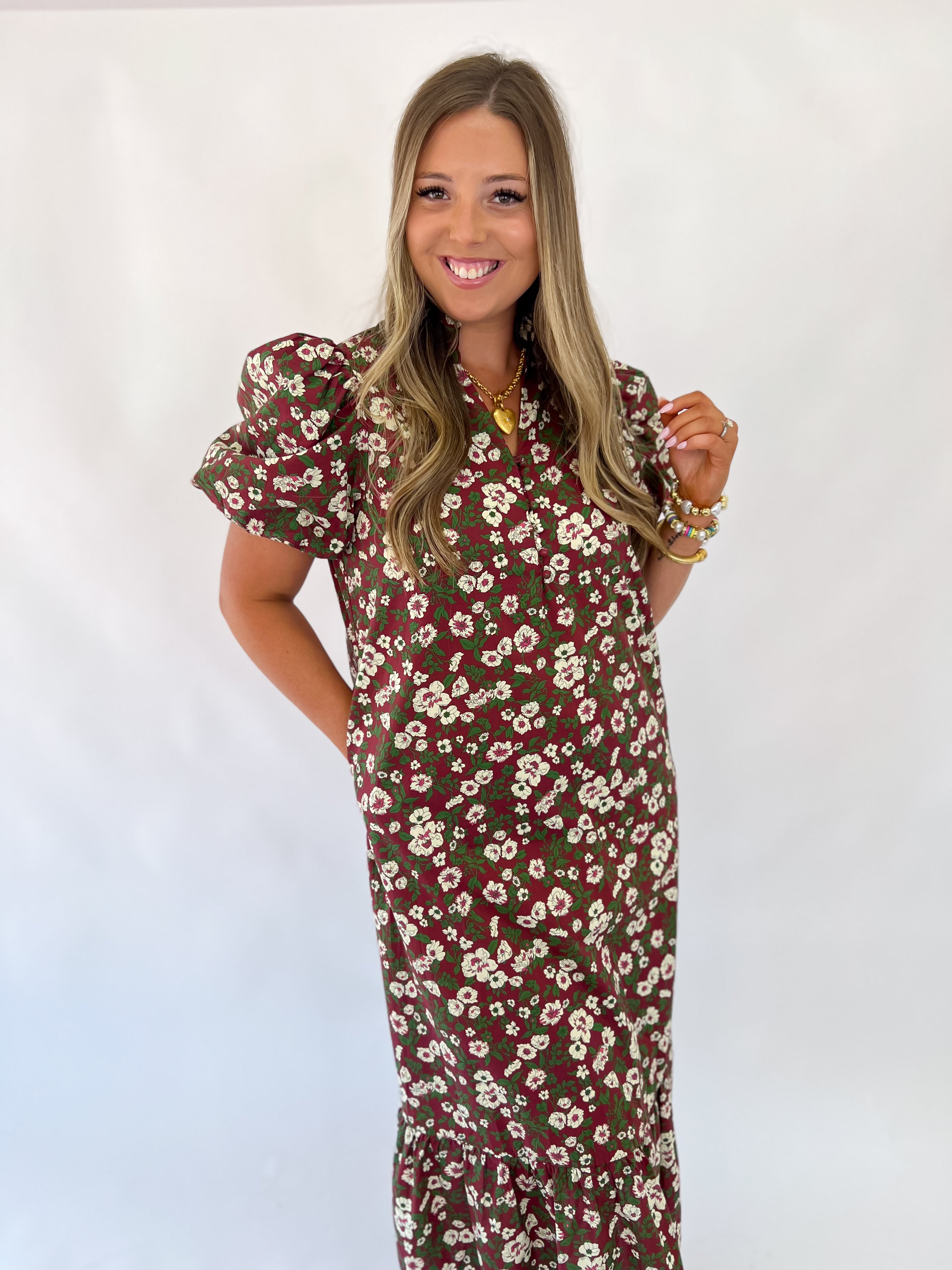 Floral and Vine Midi Dress
