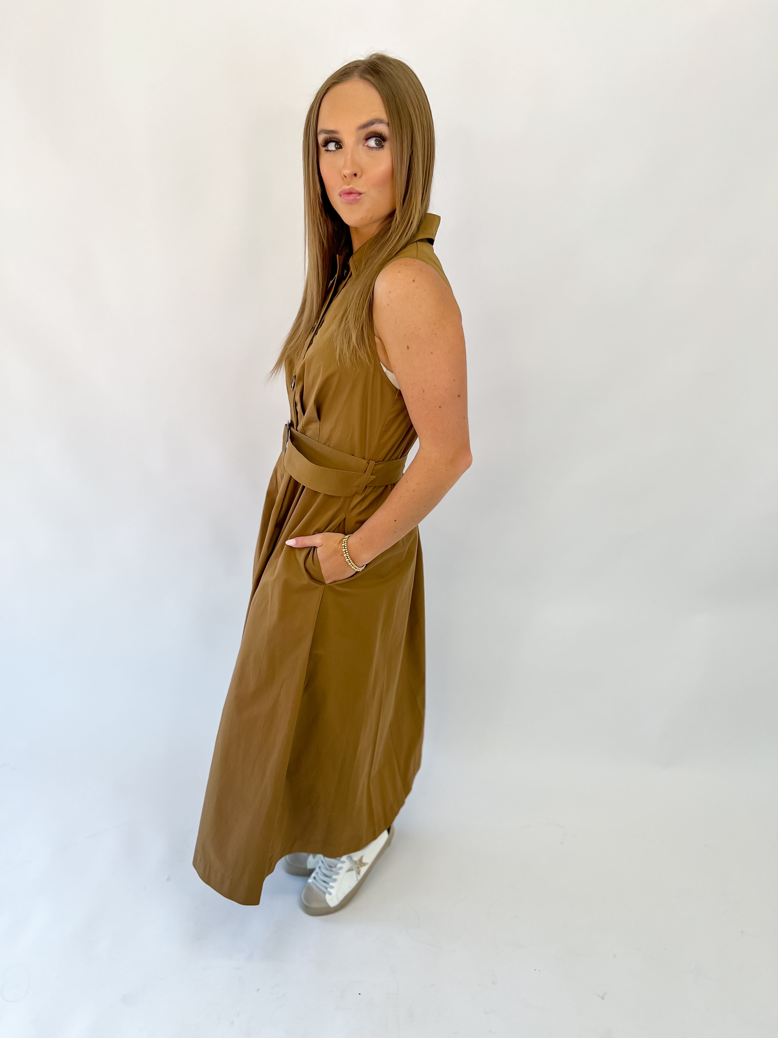 Fall Style Midi Dress-Light Brown