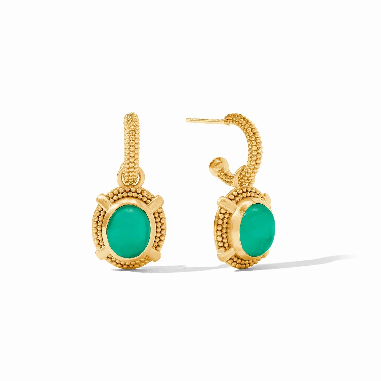 [Julie Vos] Cabochon Hoop And Charm Earring-Emerald