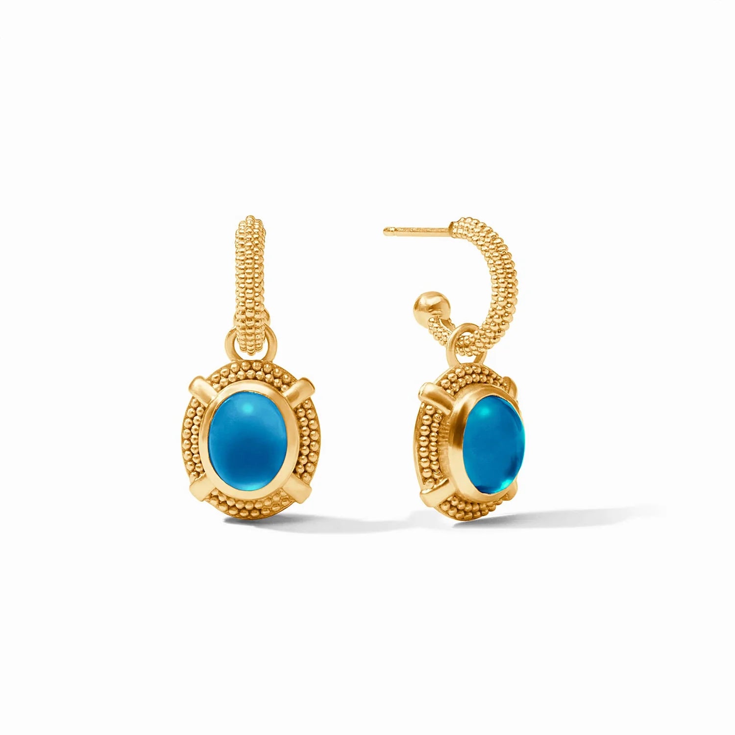 [Julie Vos] Cabochon Hoop And Charm Earring-London Blue