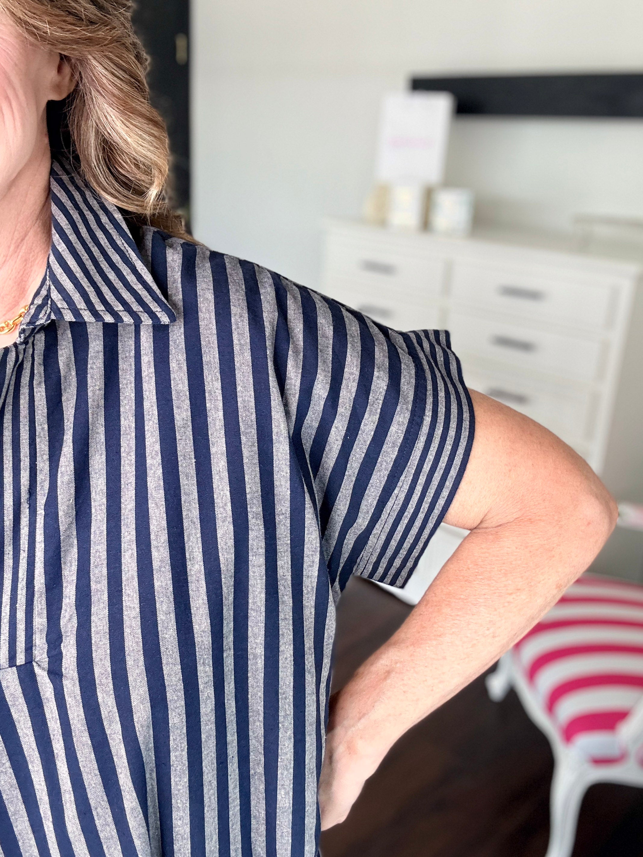 Easy Fall Stripe Dress - Dark Navy
