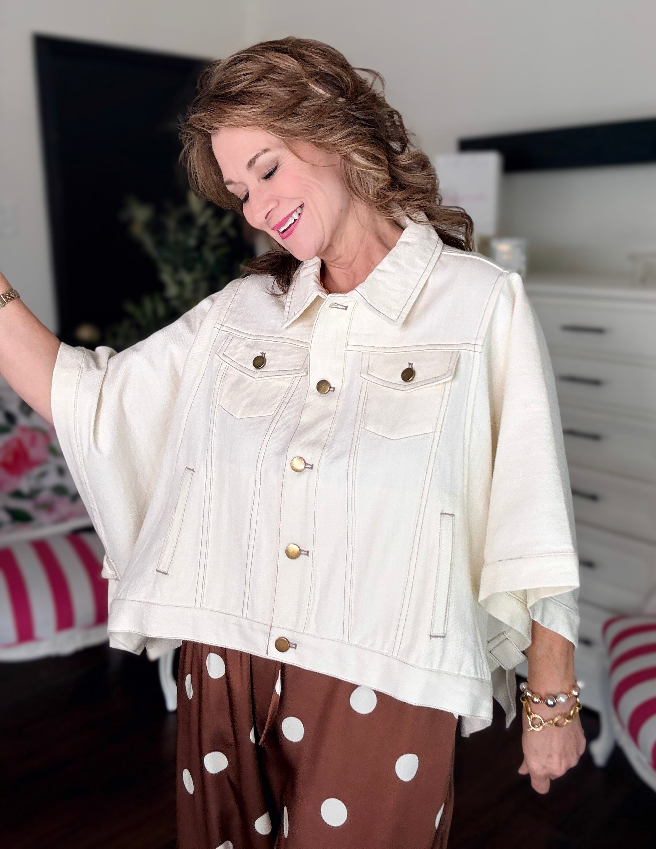 Easygoing Short Sleeve Shacket - Ecru