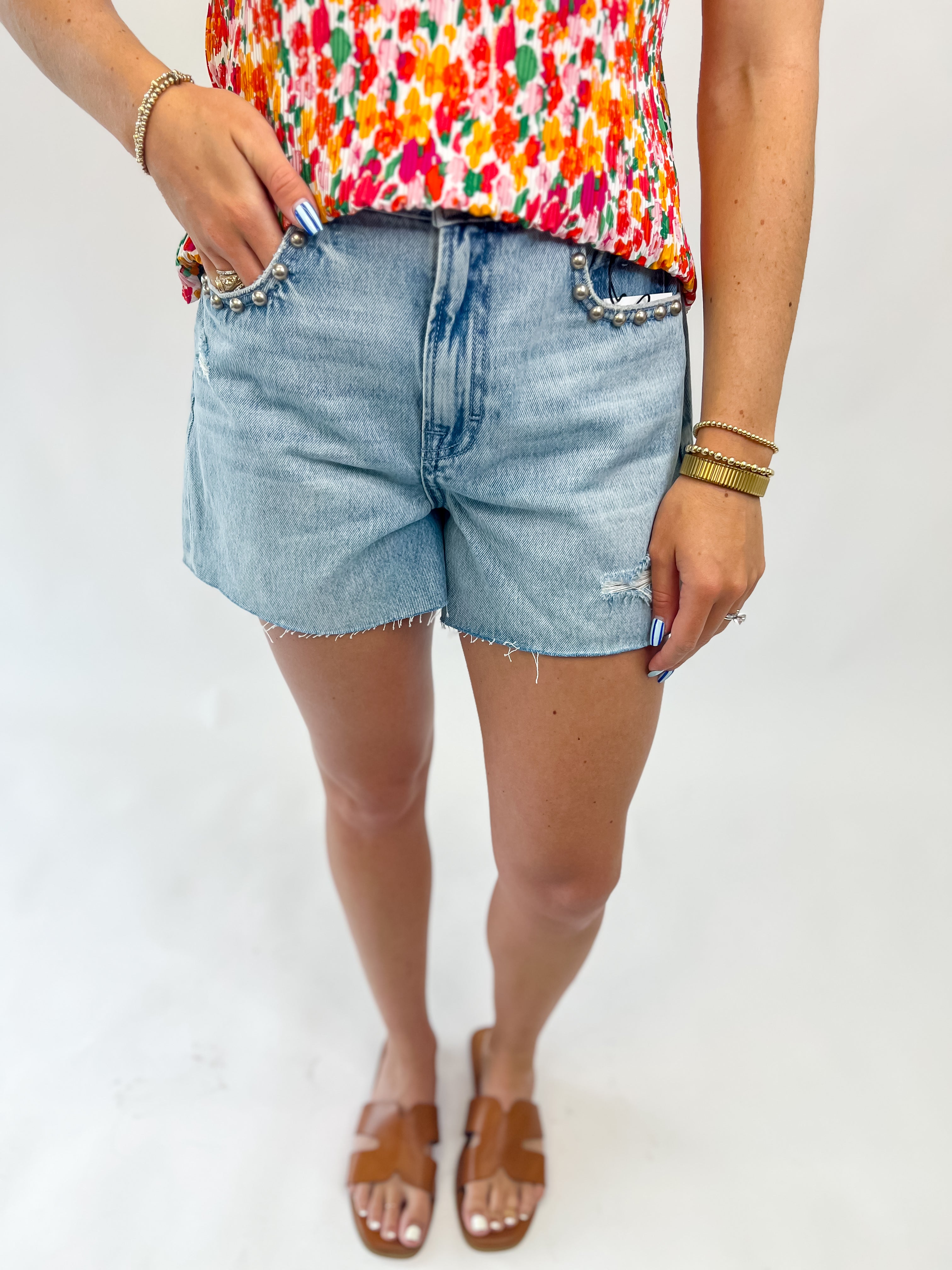 Kayla Denim Stud Shorts