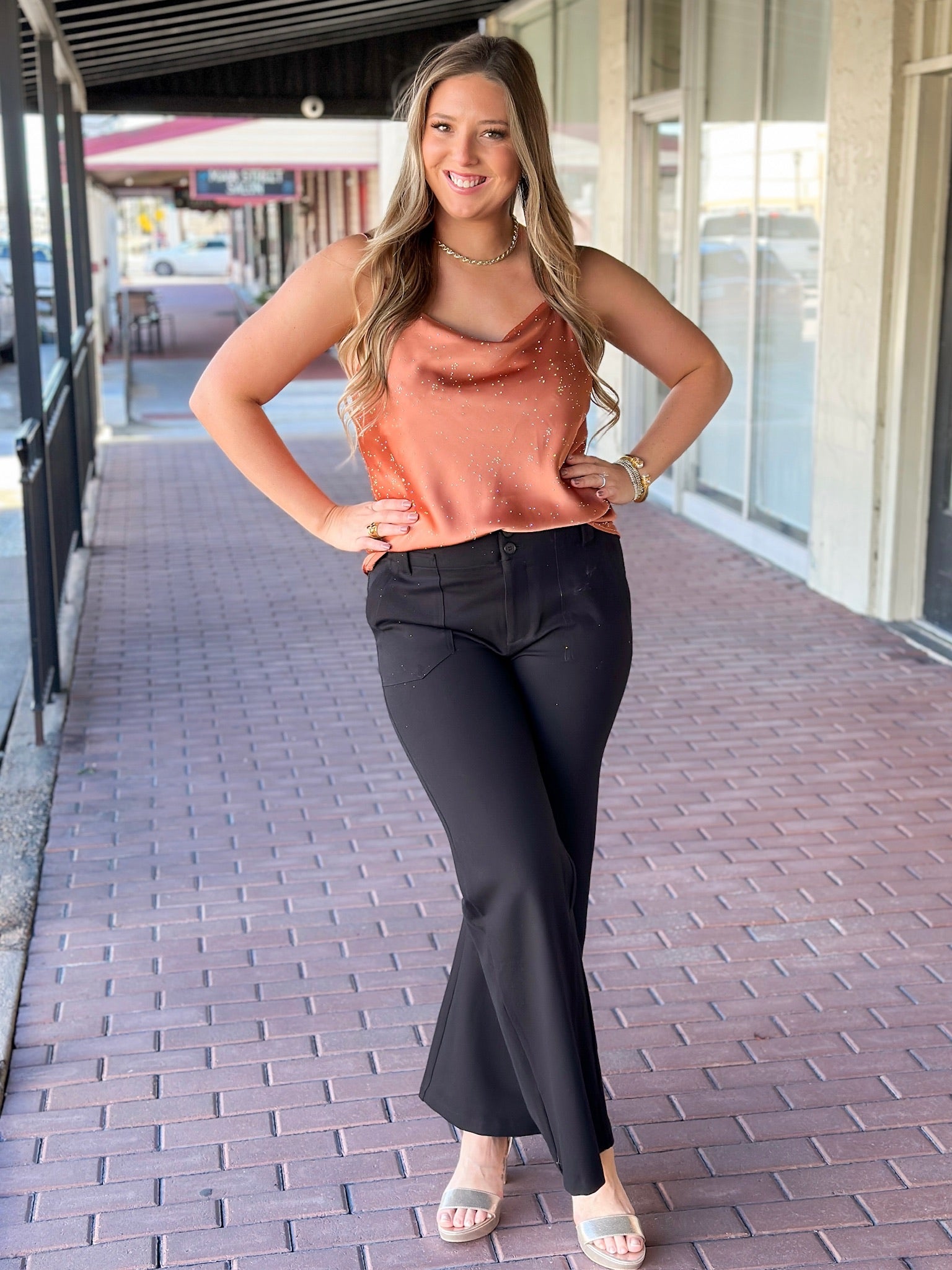 Shimmery Chic Cami Top - Terracotta