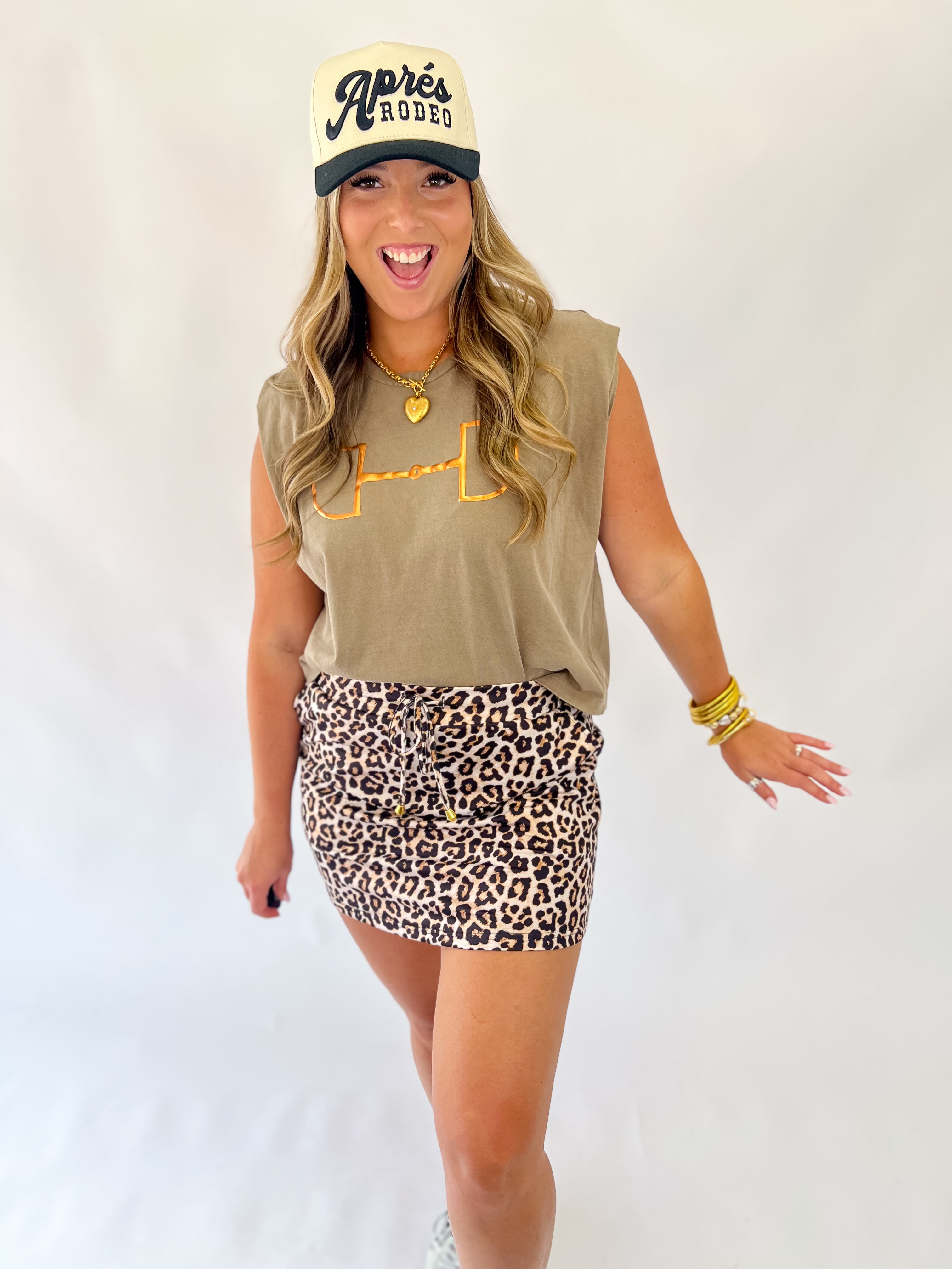 Horse Bit Muscle Tank-Brown