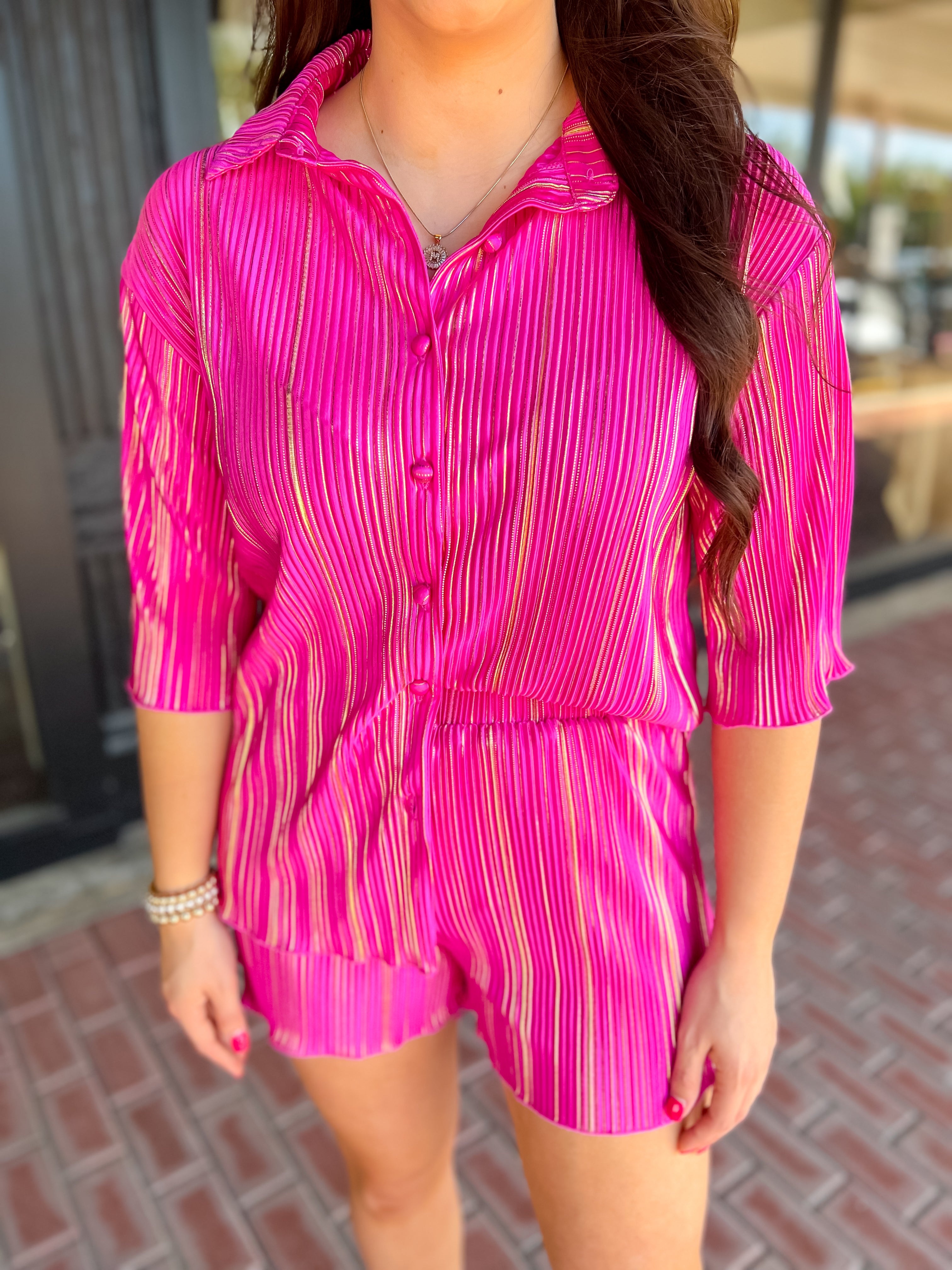 [Jess Lea] Social And Chic Pleated Set-Magenta