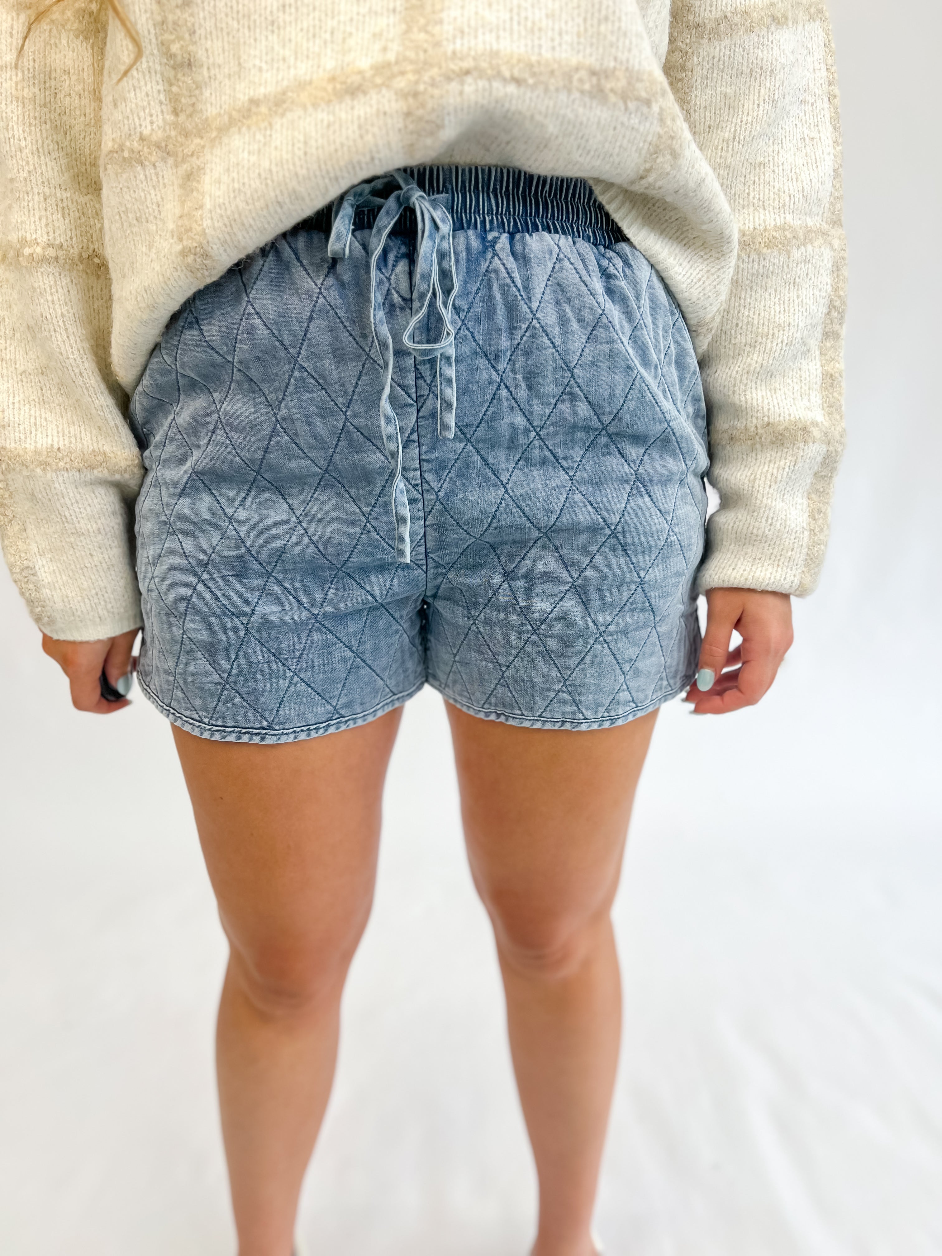 Trendy Threads Quilted Shorts-Denim