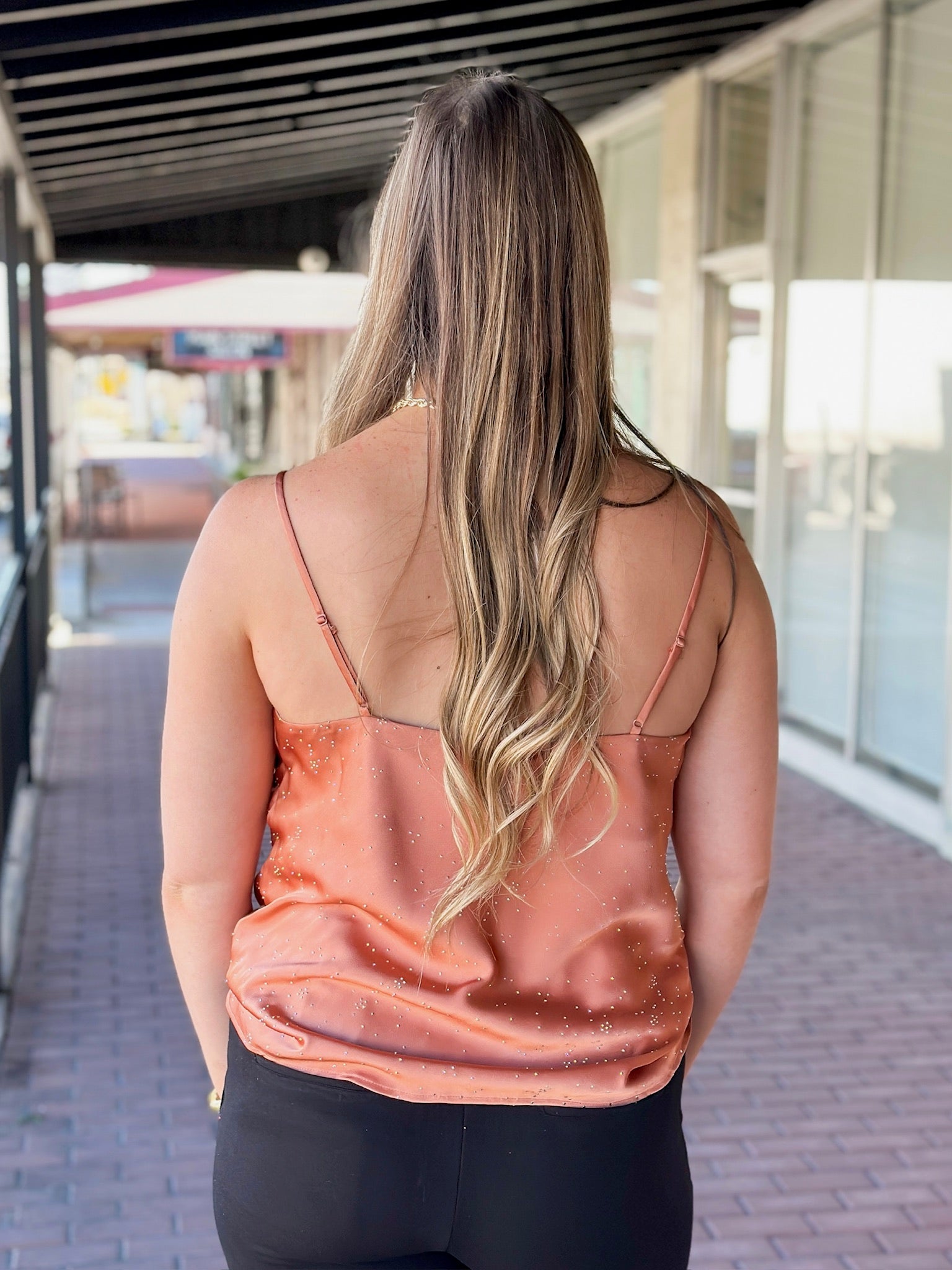 Shimmery Chic Cami Top - Terracotta