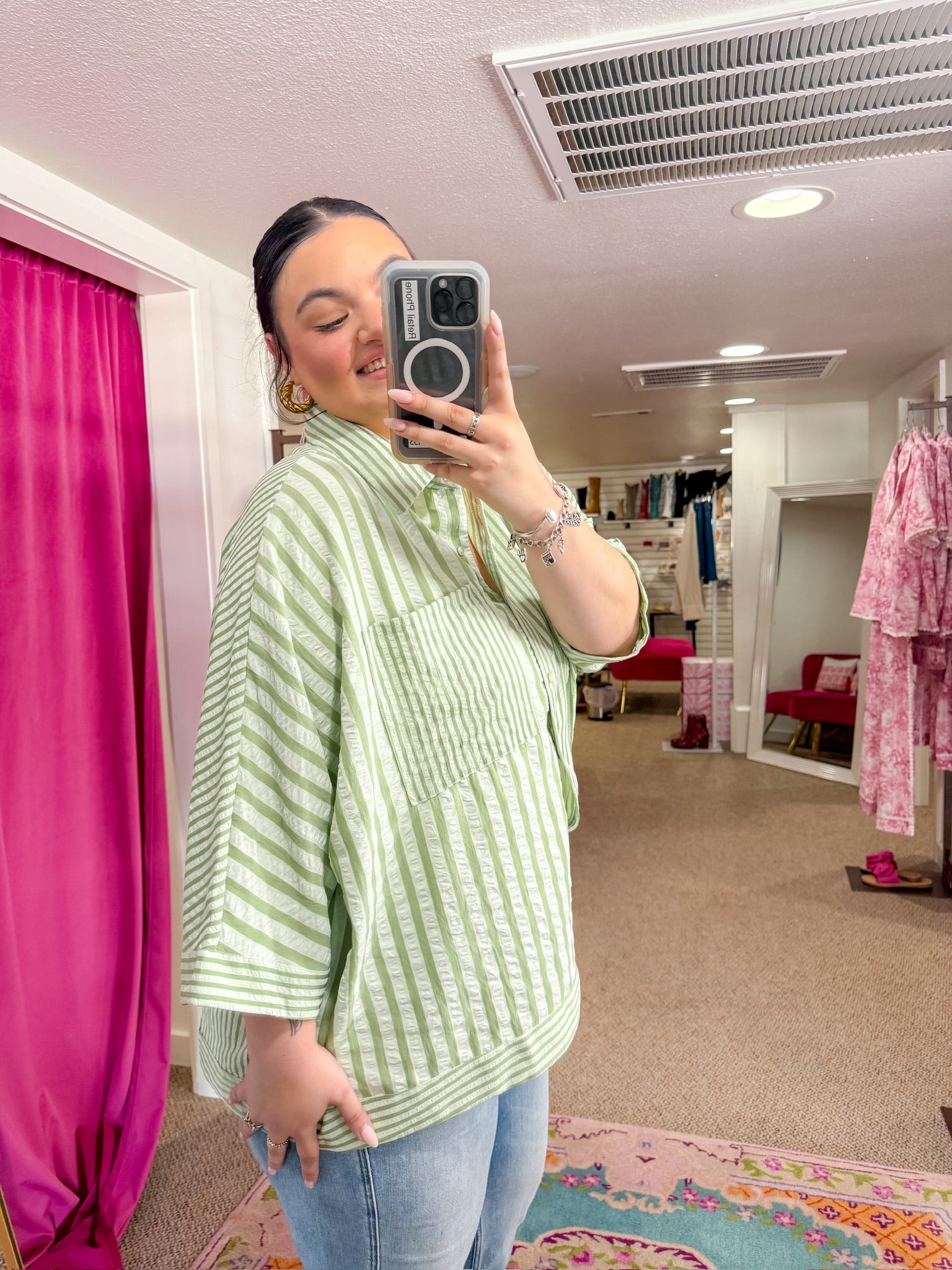 Willow Scalloped Button Down Top - Sage