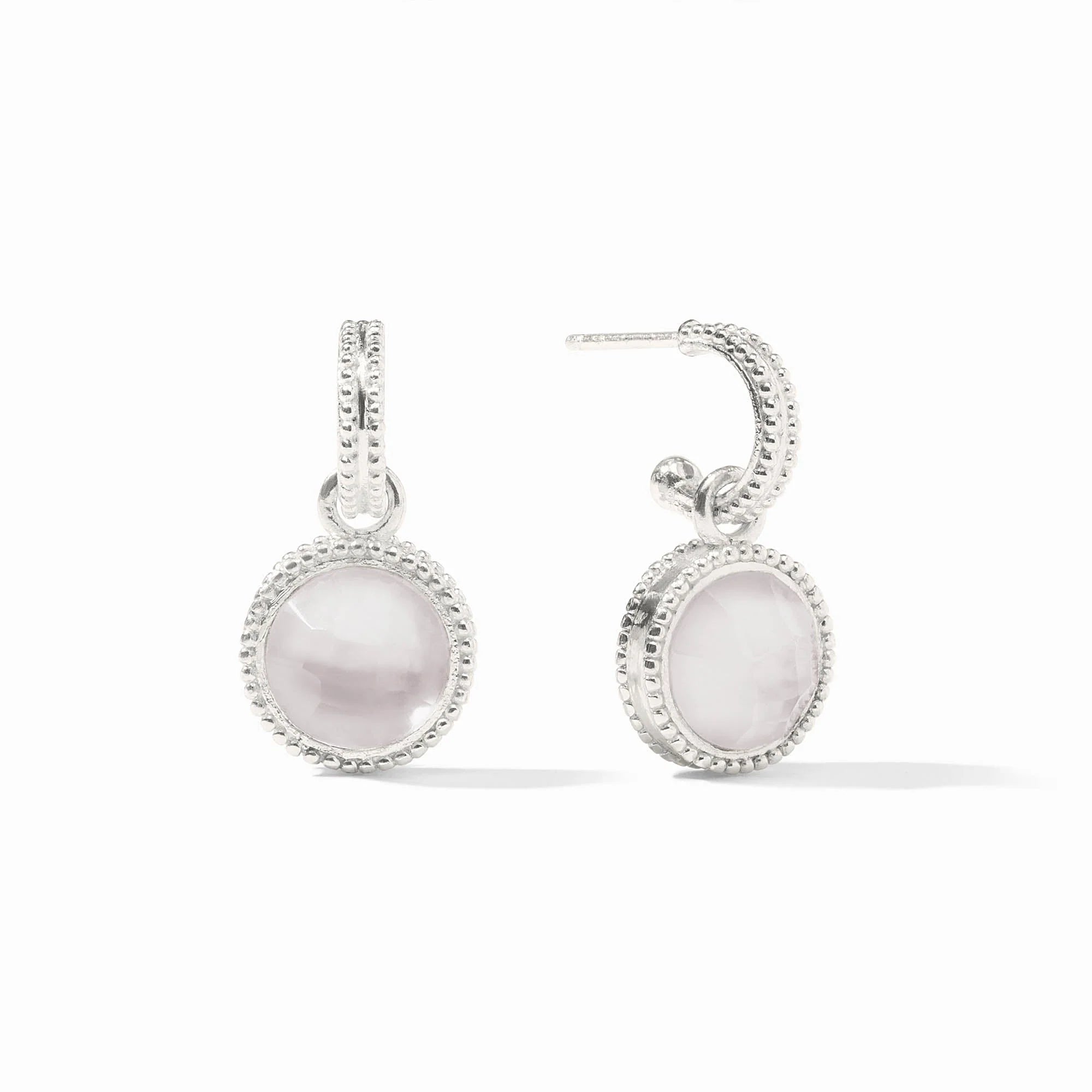 [Julie Vos] Fleur-de-Lis Hoop & Charm Earring- Iridescent Clear Crystal OS