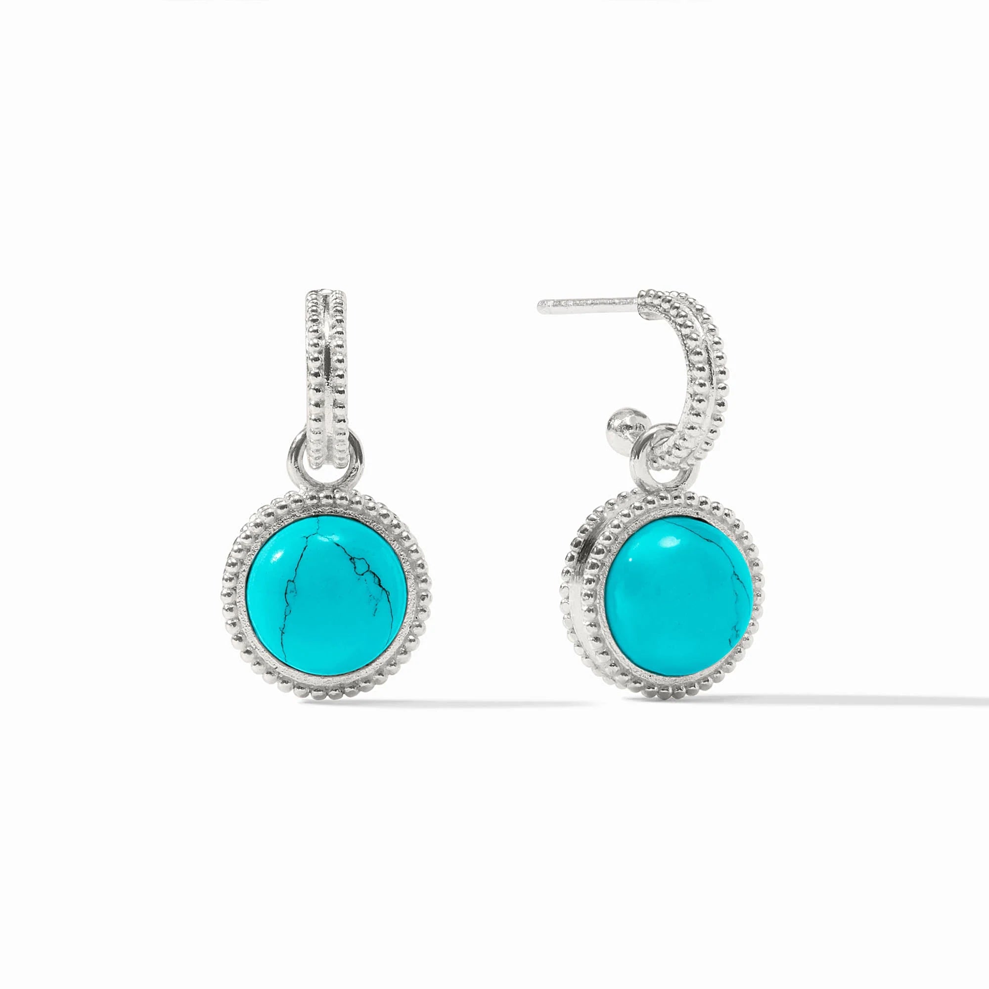 [Julie Vos] Fleur-de-Lis Hoop & Charm Earring- Turquoise Blue OS