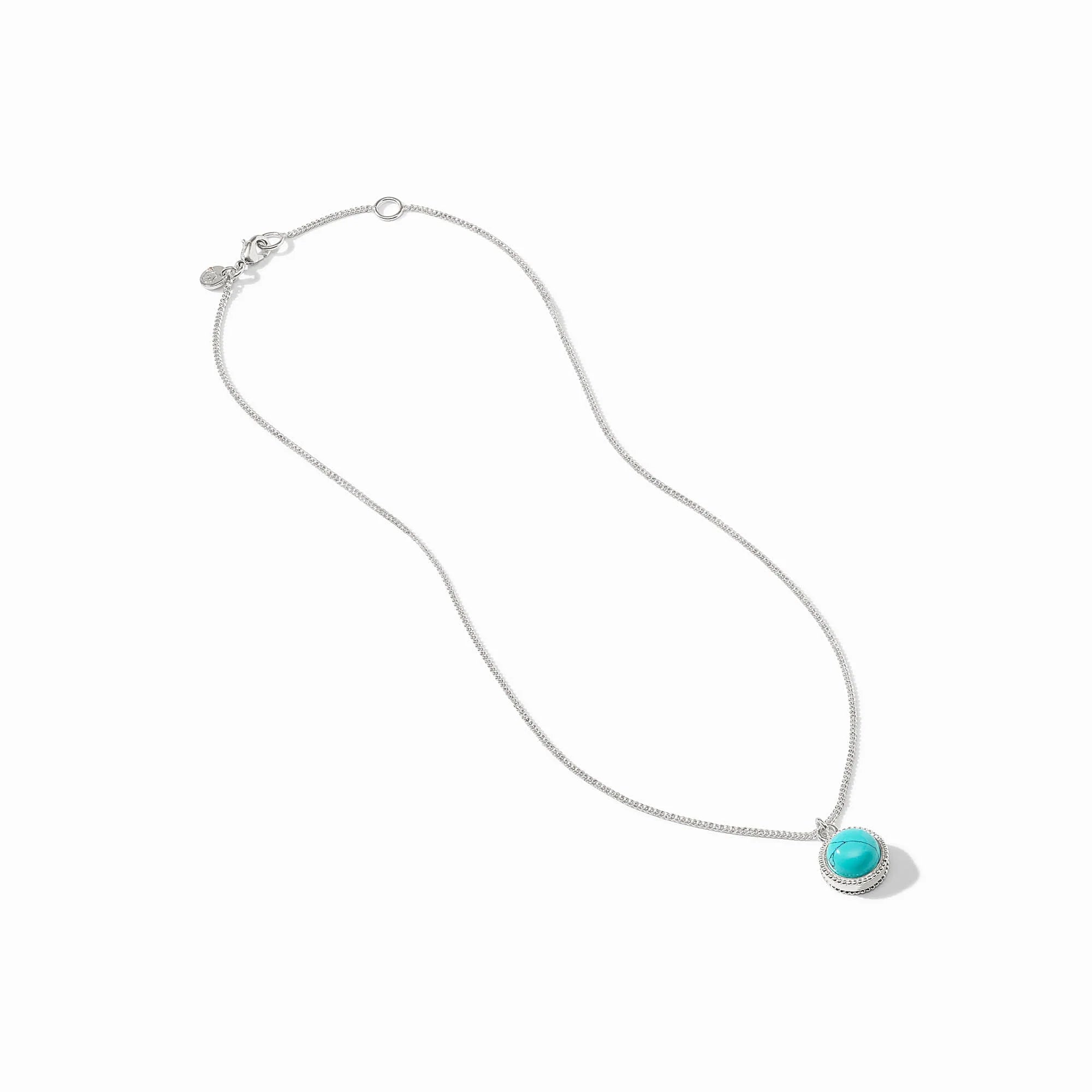 [Julie Vos ] Fleur-de-Lis Solitaire Necklace- Turquoise Blue OS