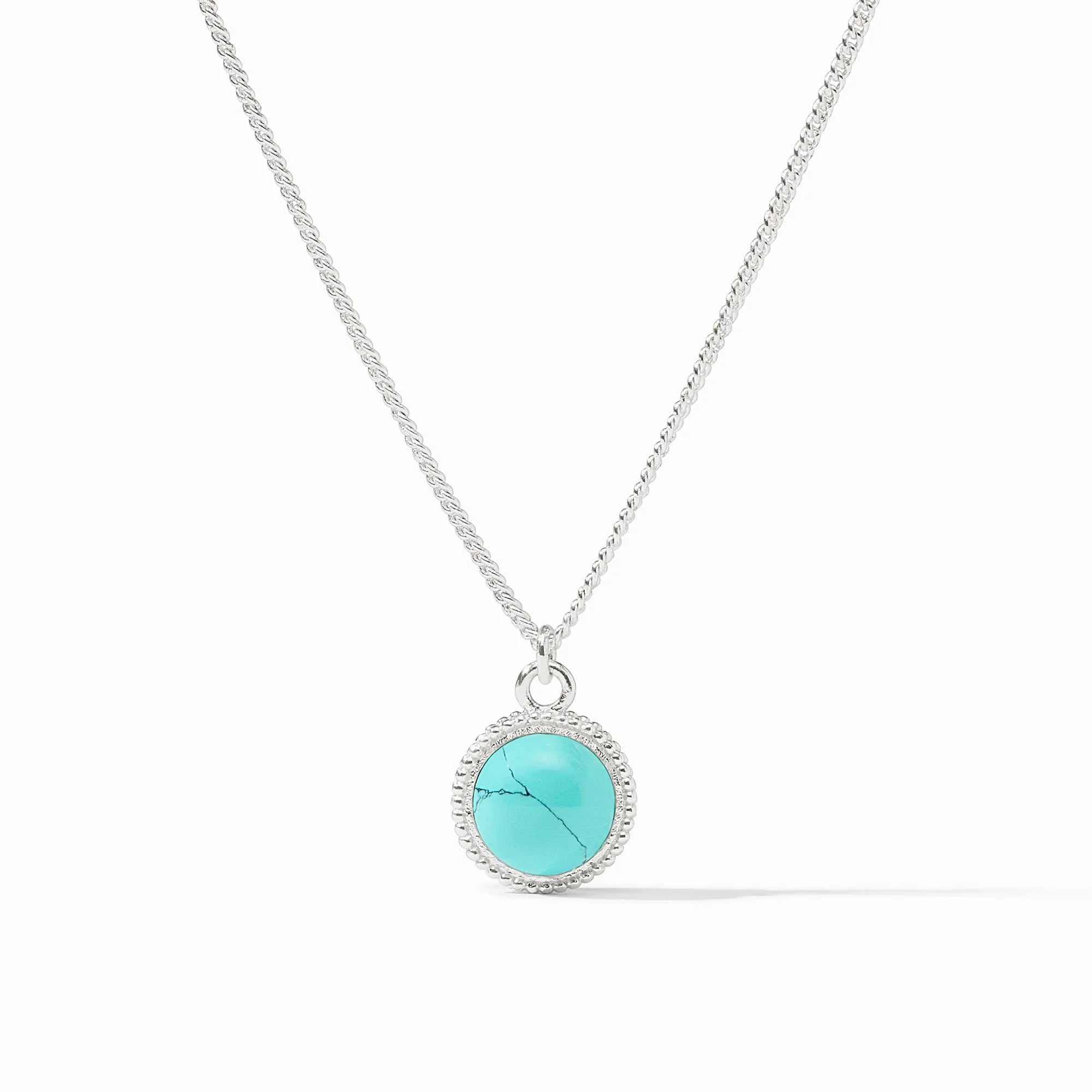 [Julie Vos ] Fleur-de-Lis Solitaire Necklace- Turquoise Blue OS