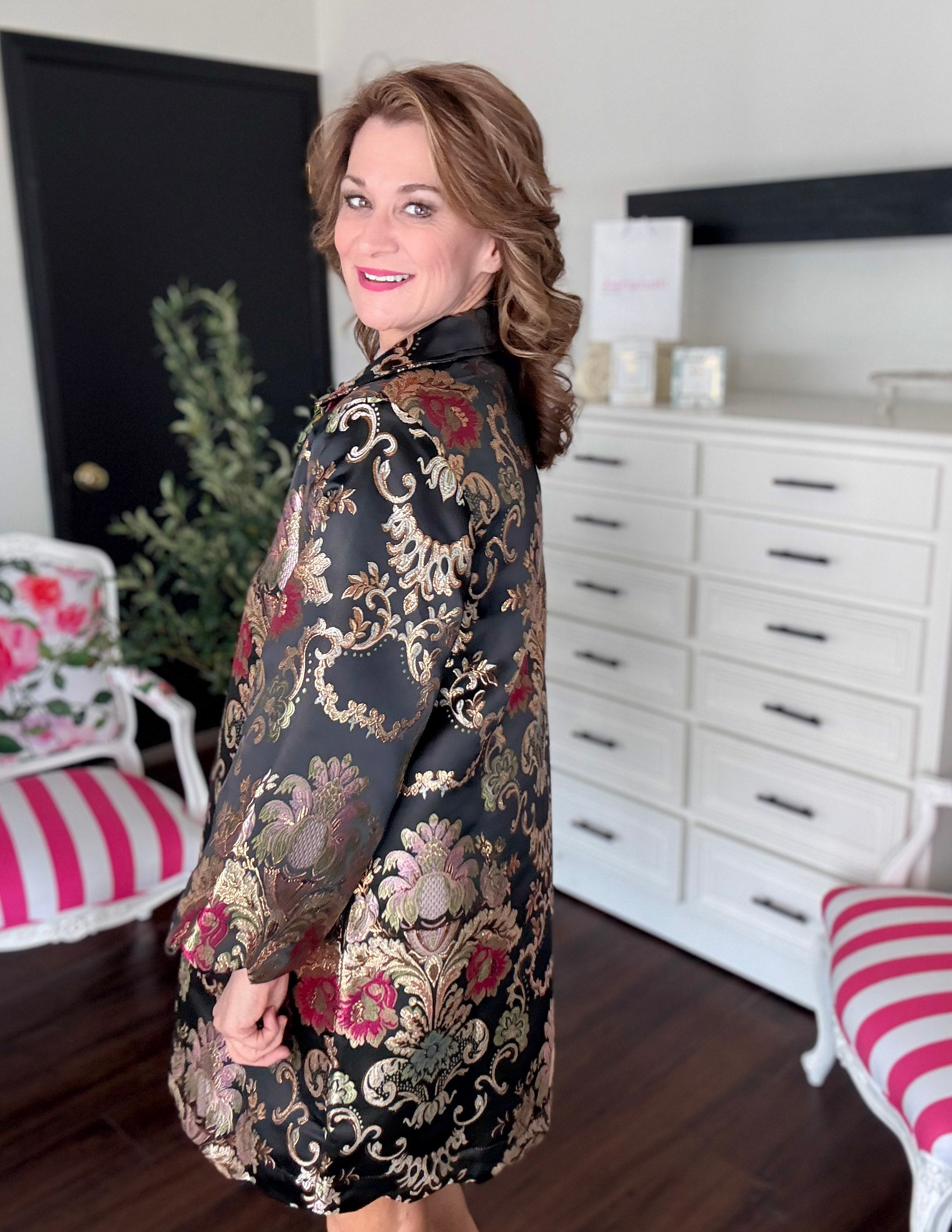 Gilded Baroque Dress-Black Multi