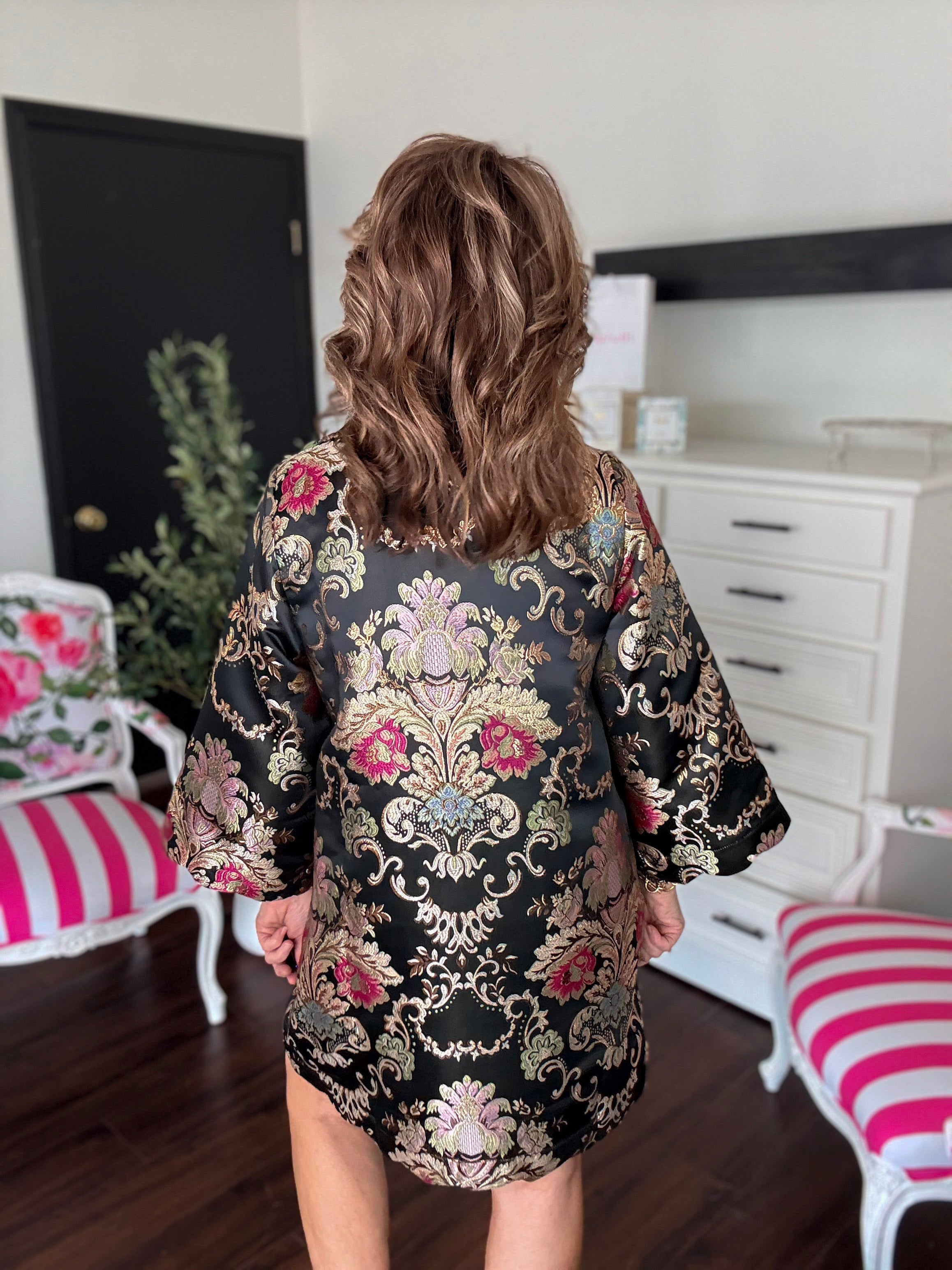 Gilded Baroque Dress-Black Multi