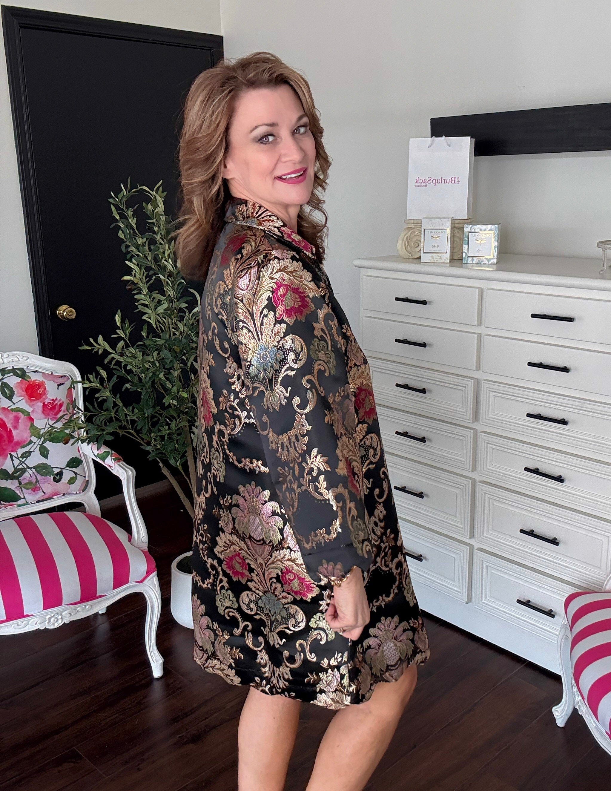 Gilded Baroque Dress-Black Multi
