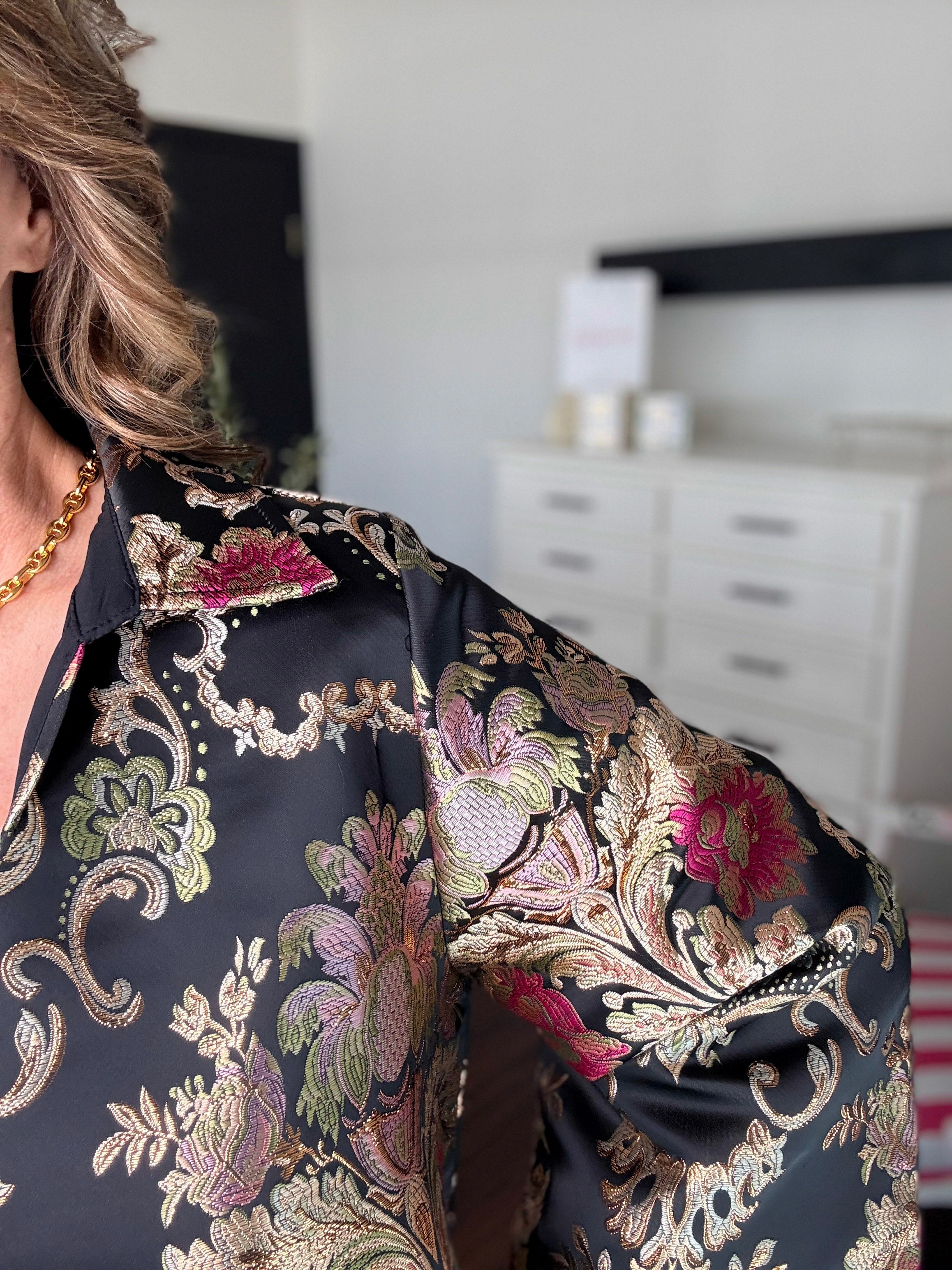Gilded Baroque Dress-Black Multi