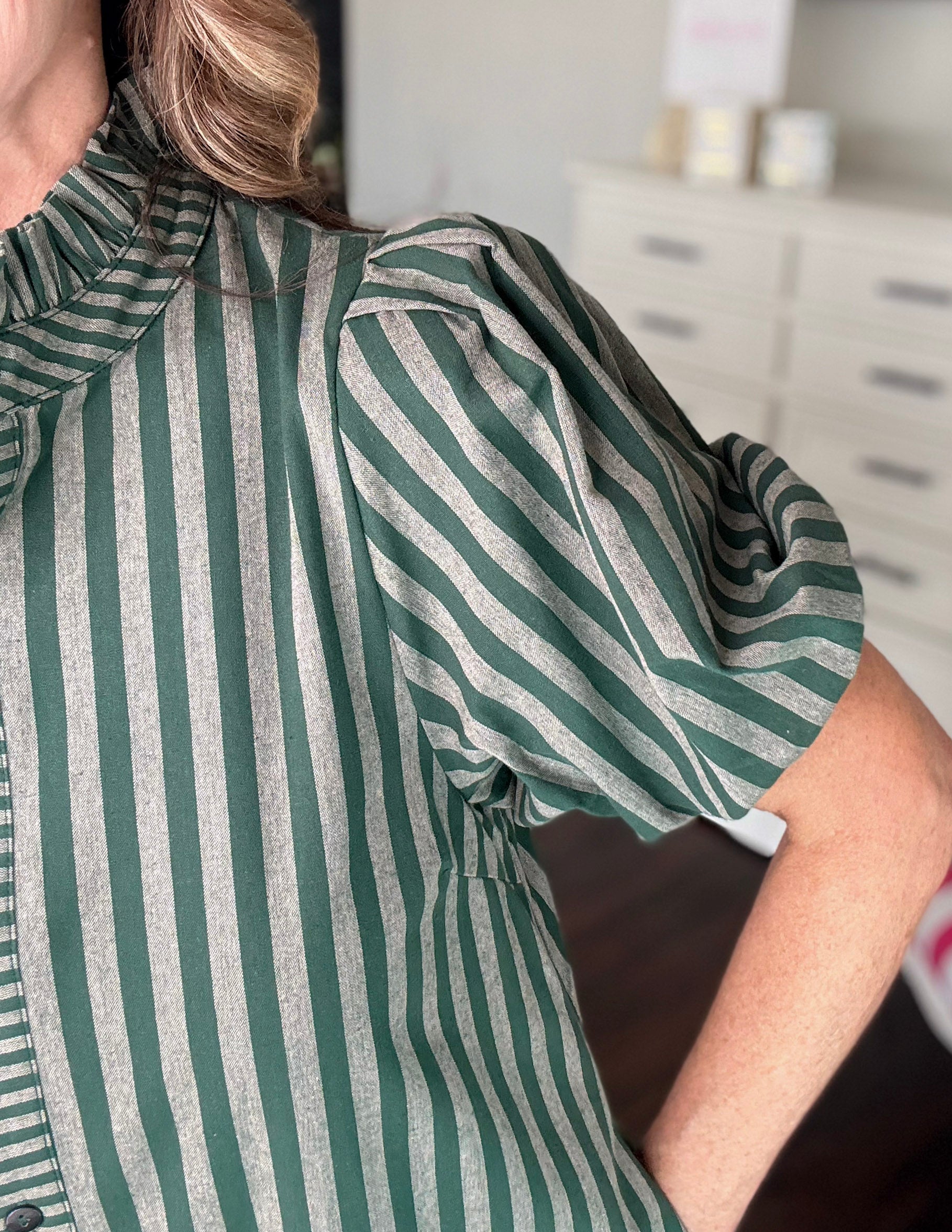 Hunter Stripe Dress - Hunter Green