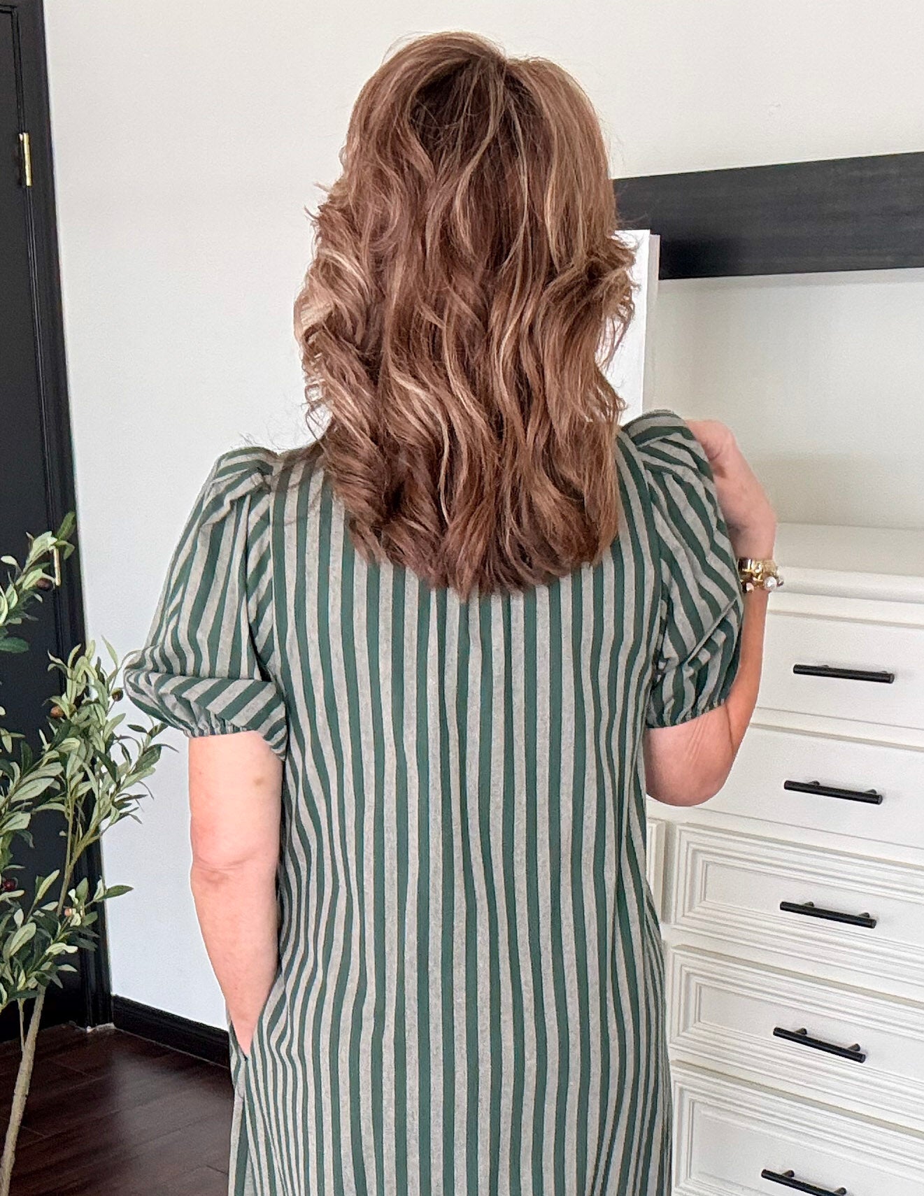 Hunter Stripe Dress - Hunter Green
