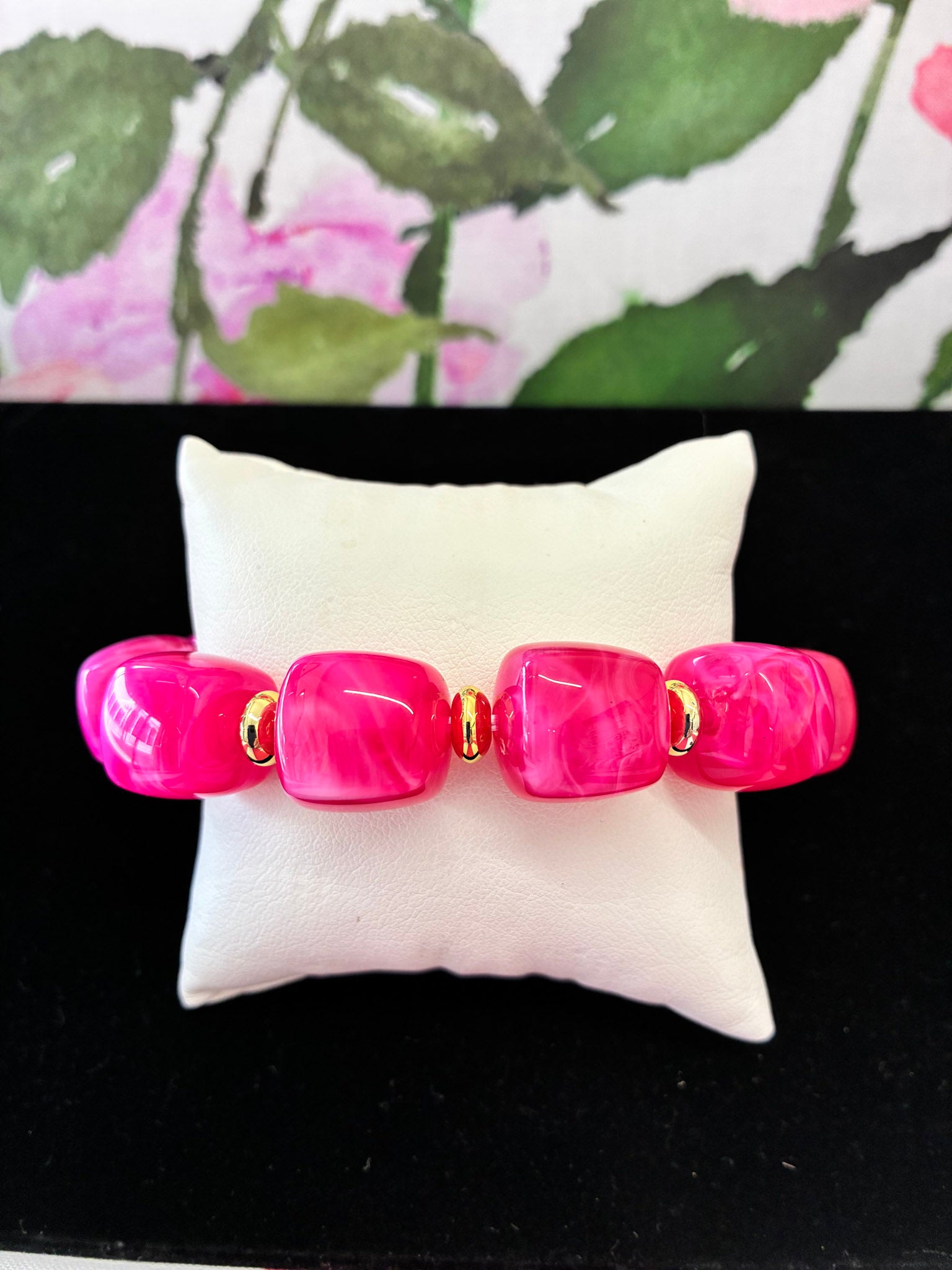 Beaded Bracelet-Hot Pink
