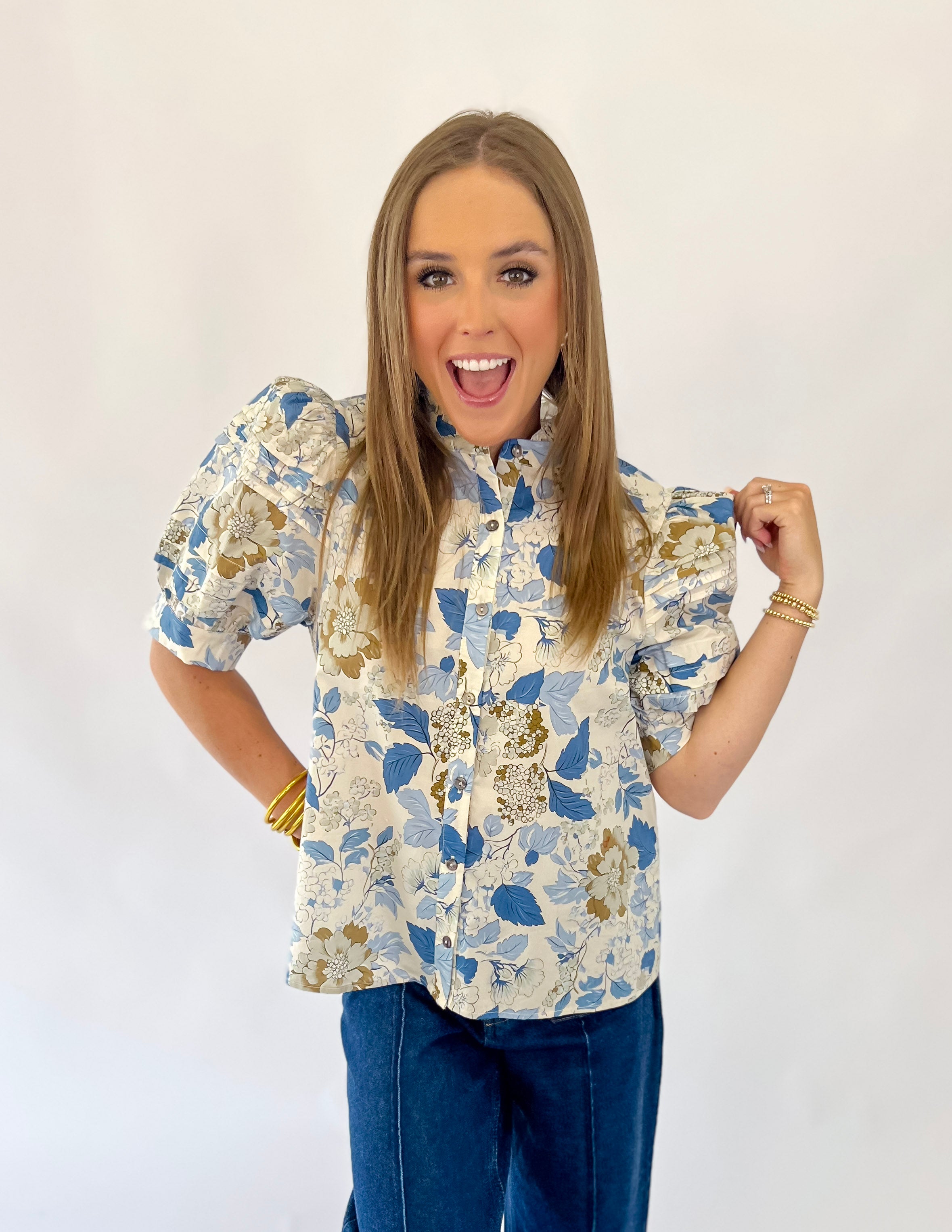 Classic Blue Floral Top