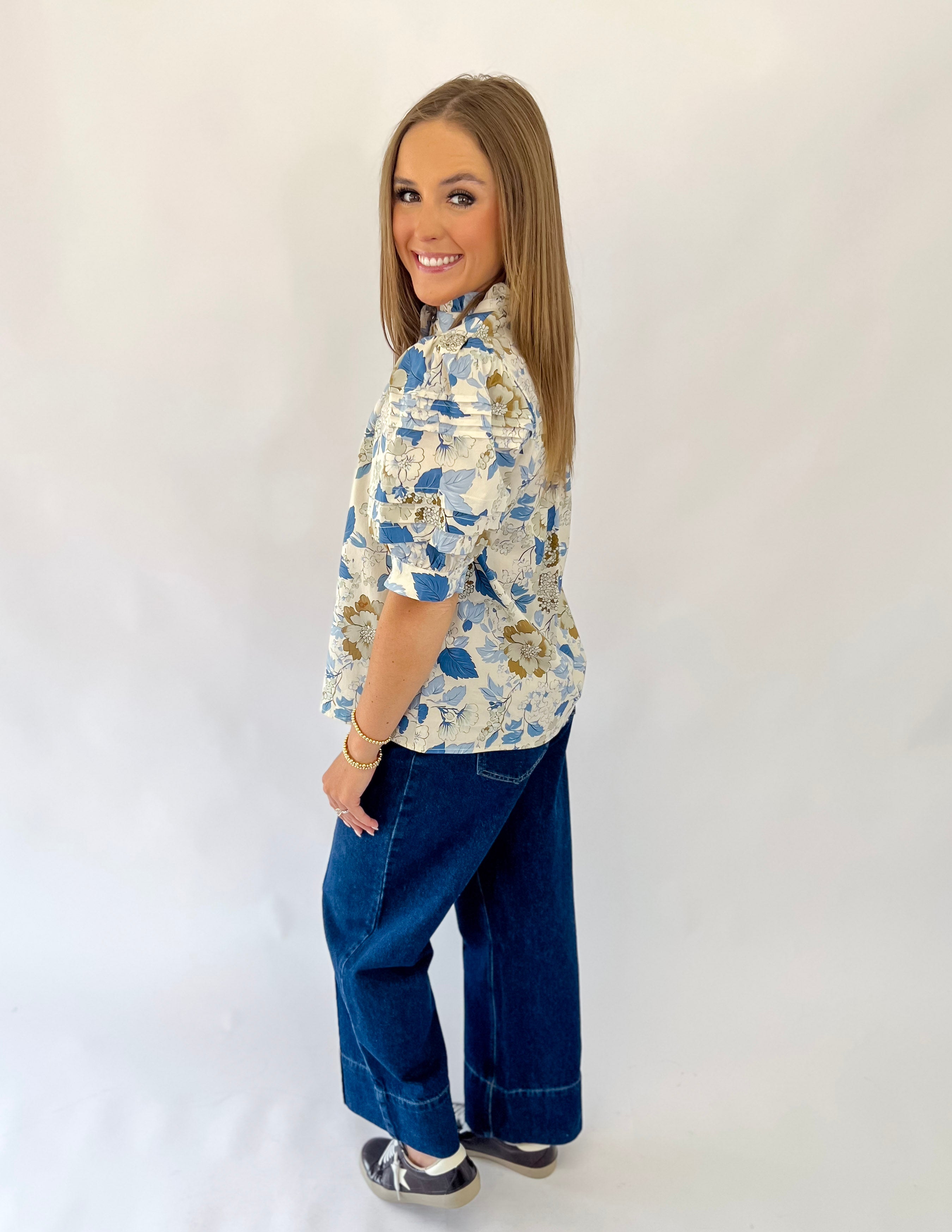 Classic Blue Floral Top