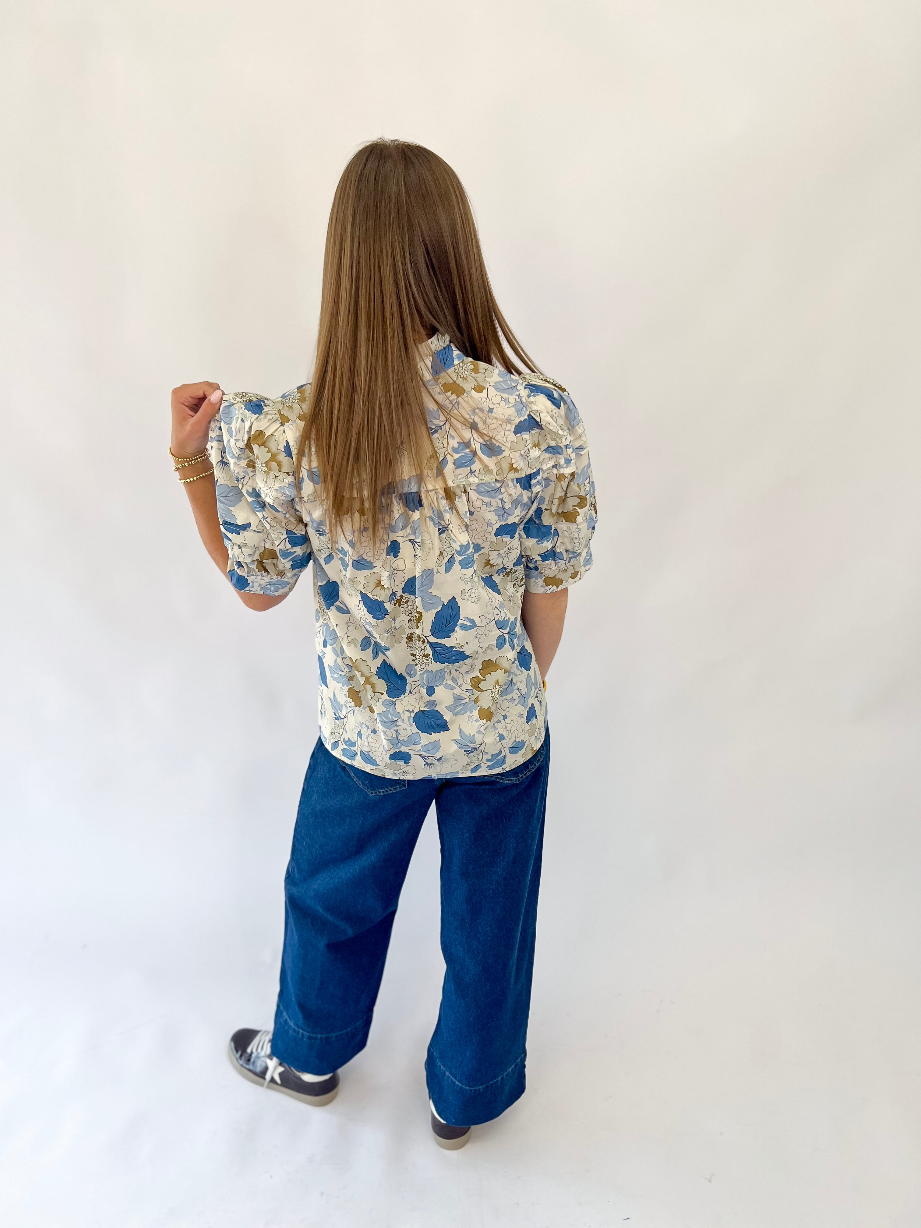 Classic Blue Floral Top