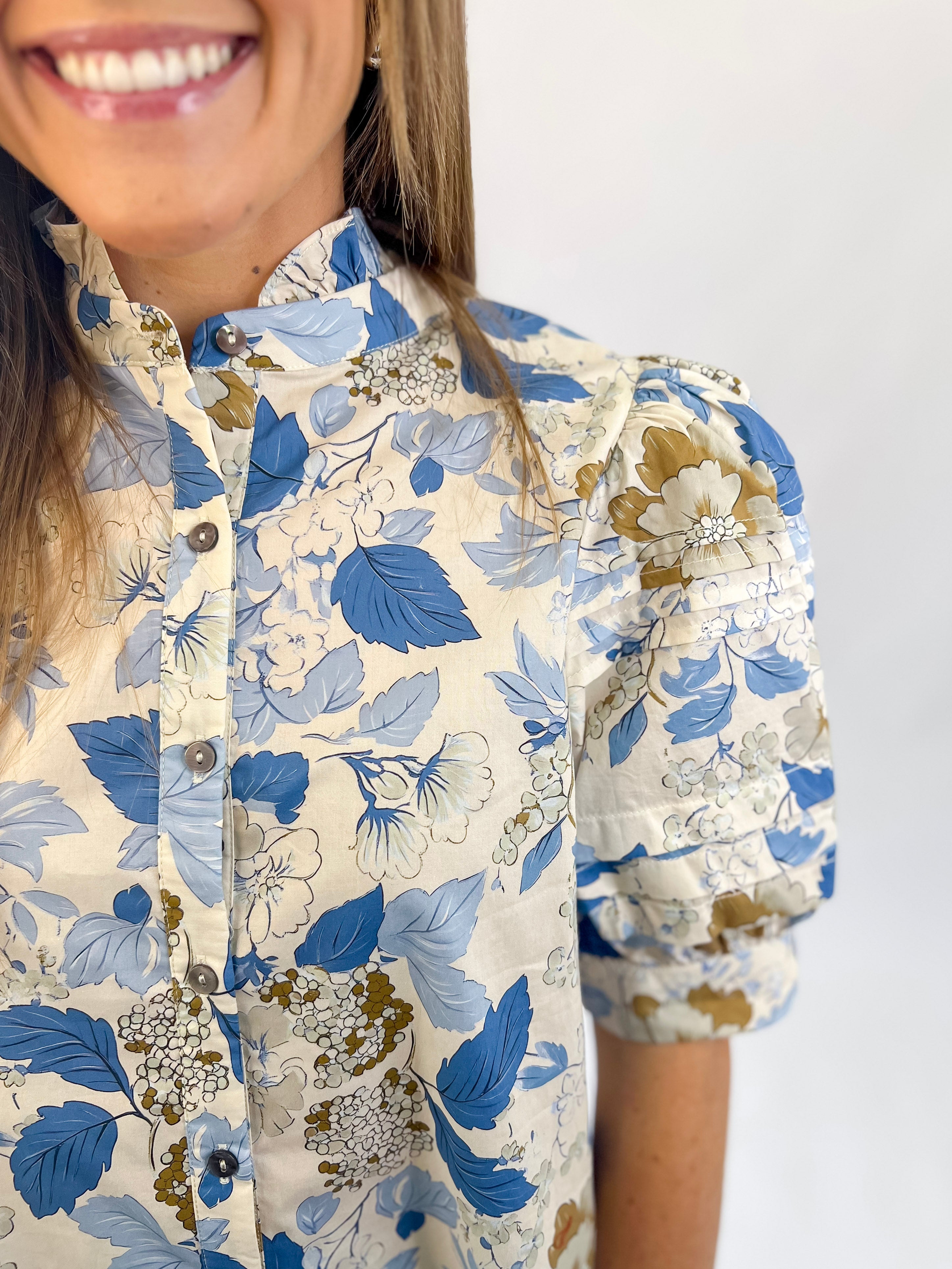 Classic Blue Floral Top