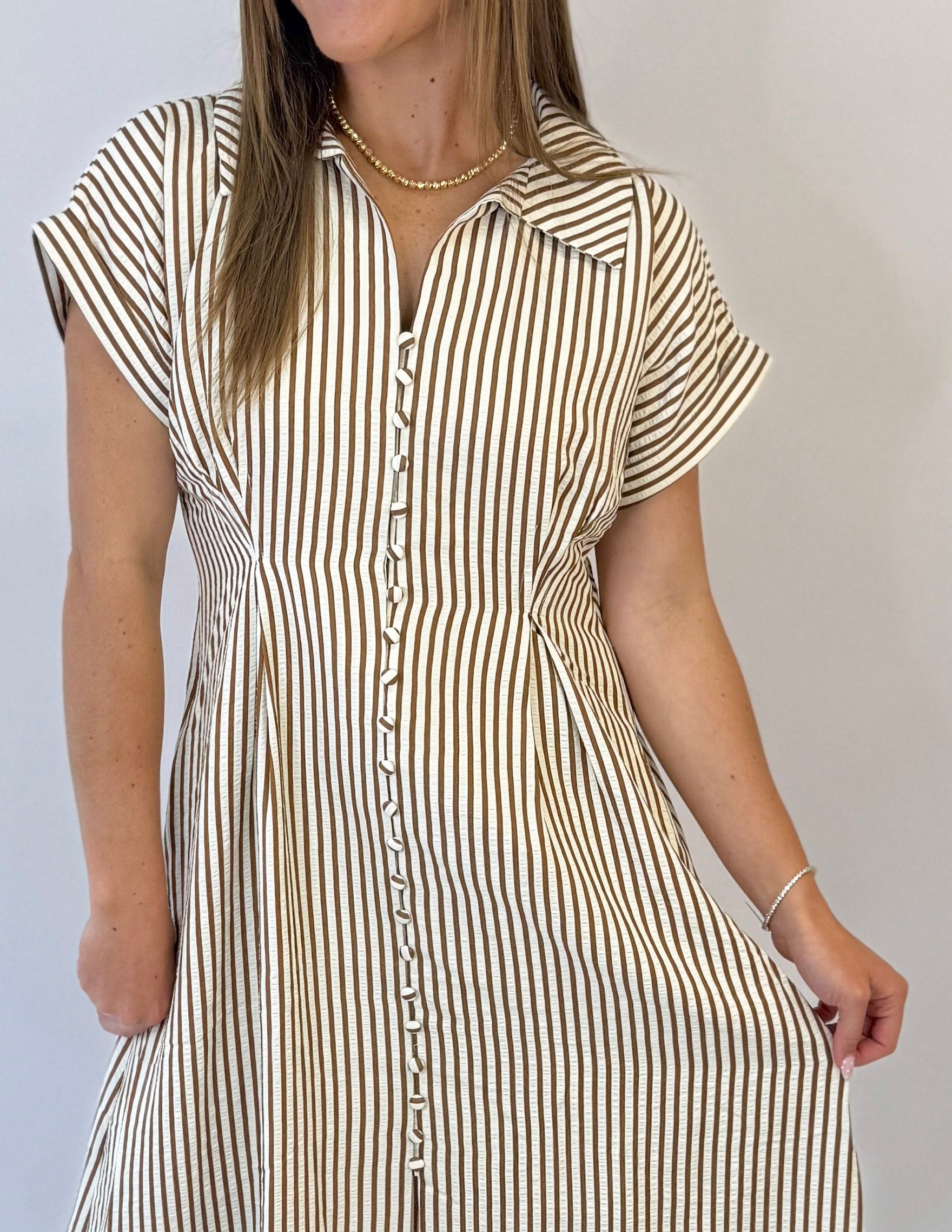 Caramel Stripe Midi Dress