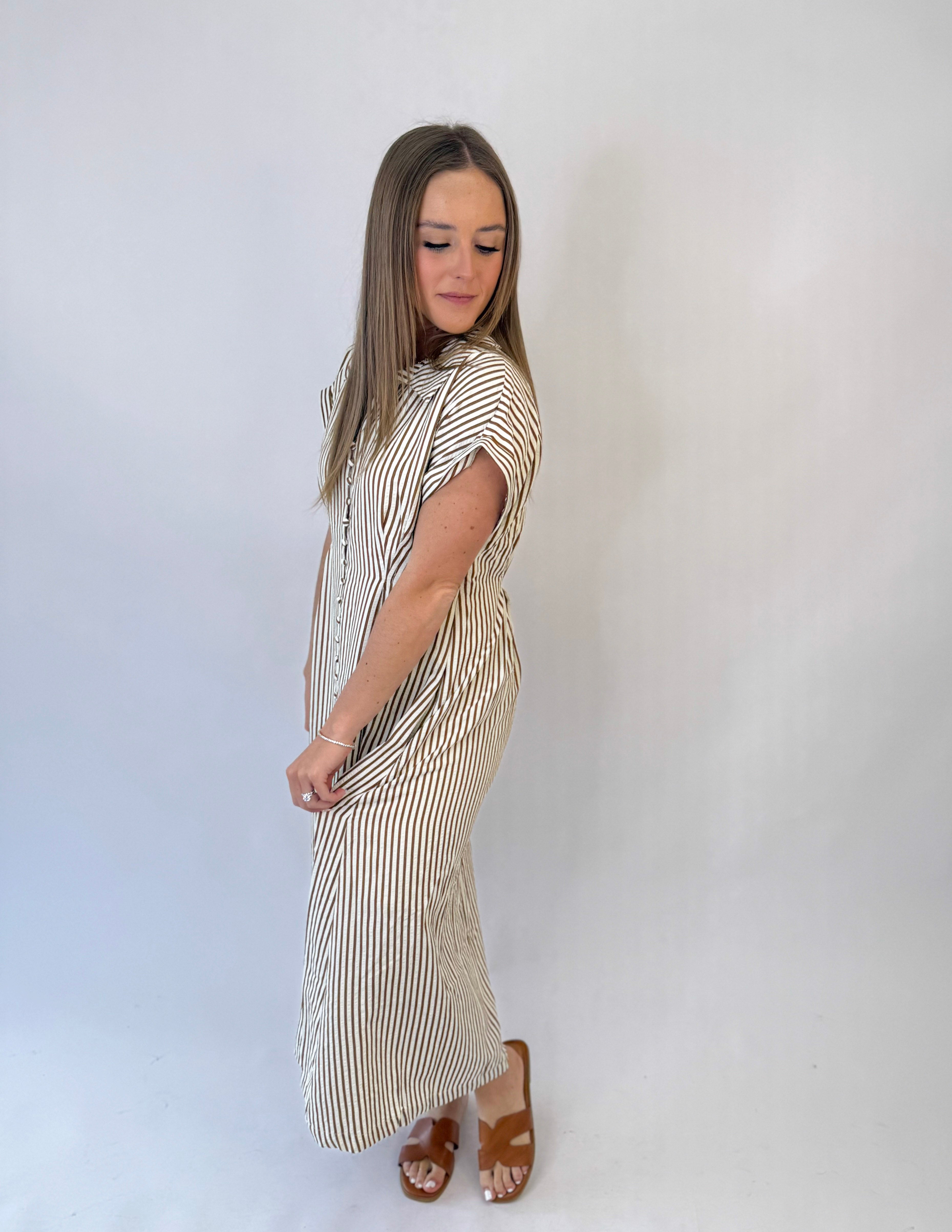 Caramel Stripe Midi Dress