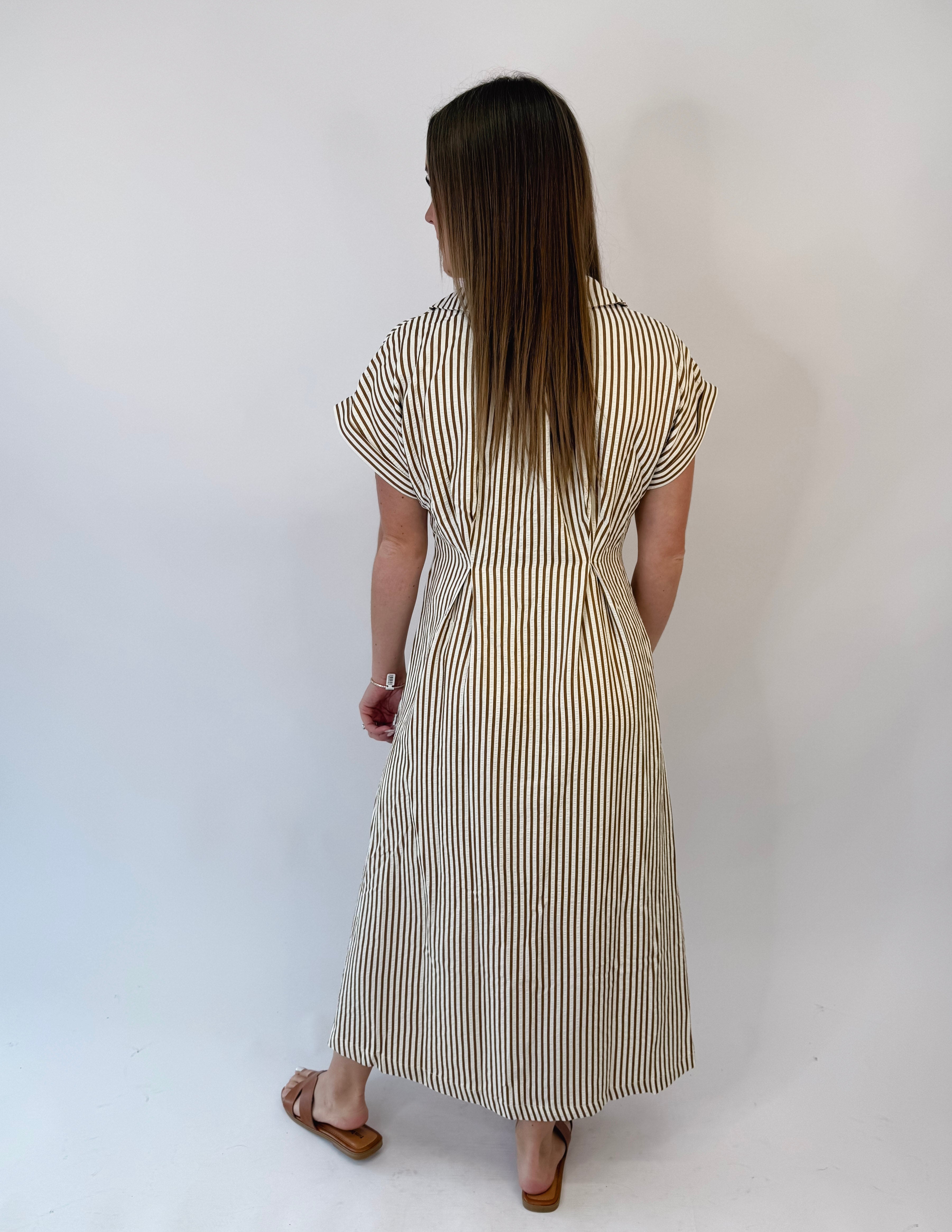 Caramel Stripe Midi Dress